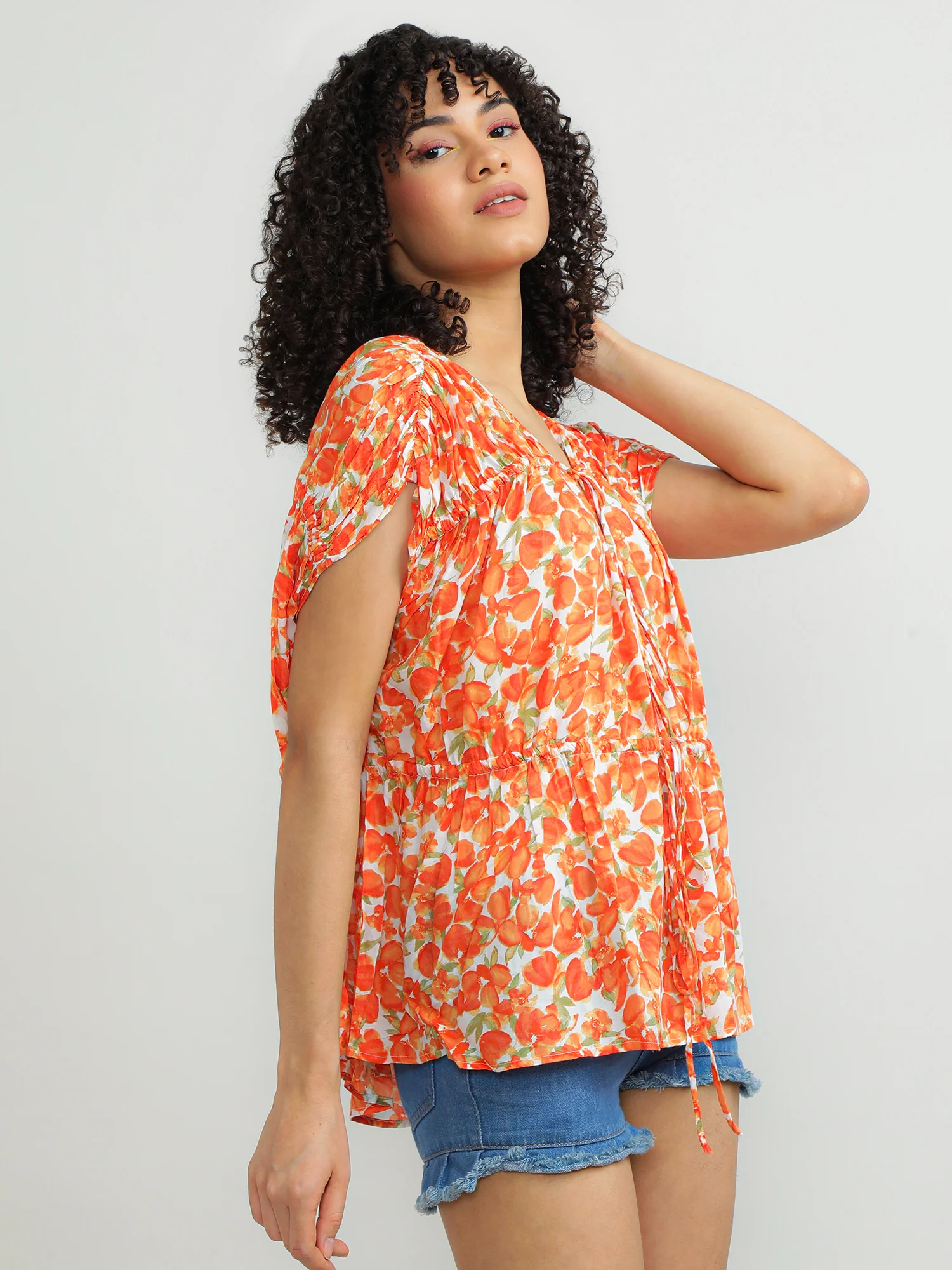 Women Modal Orange Fun Top - Image 7