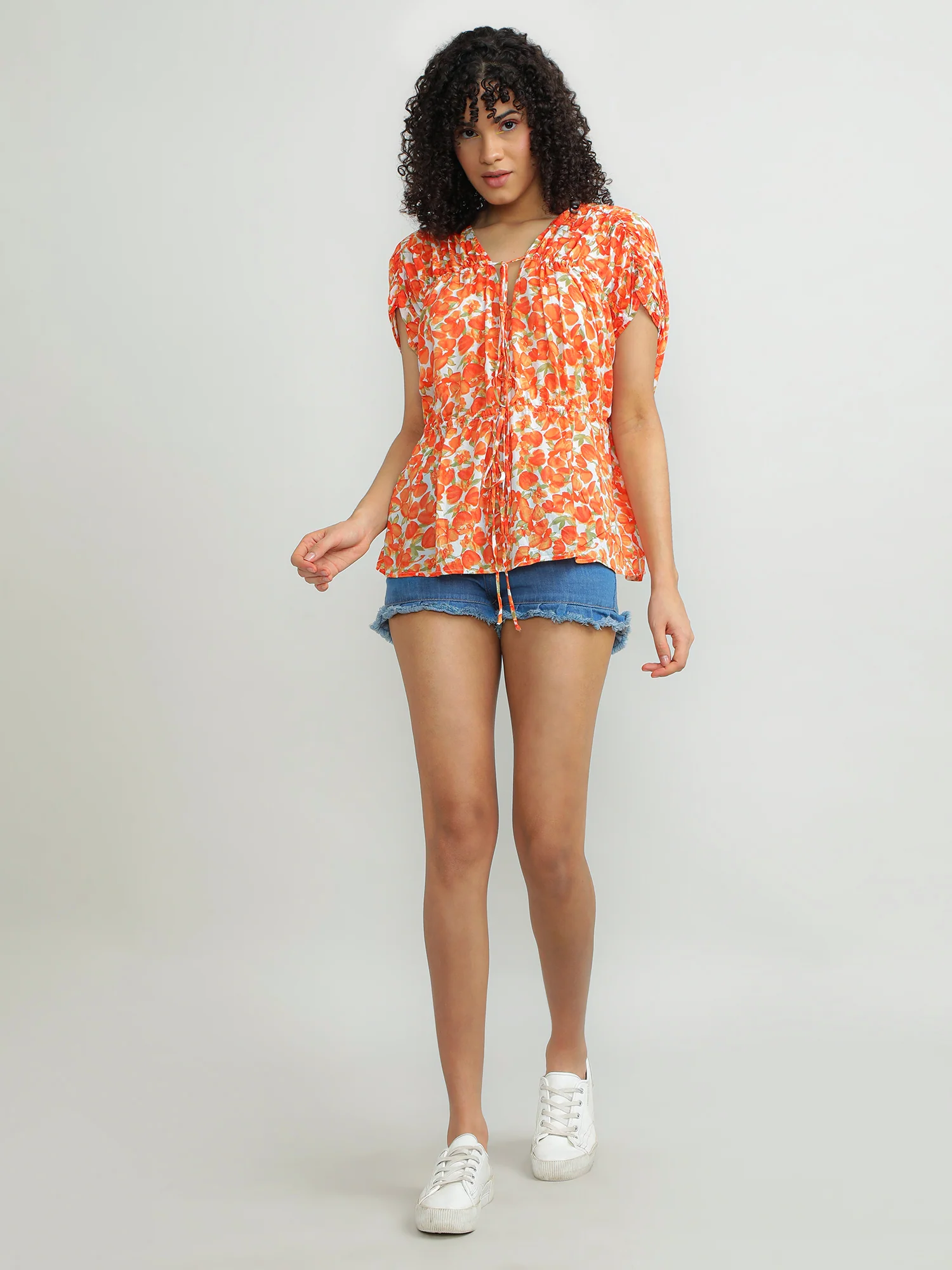 Women Modal Orange Fun Top - Image 9