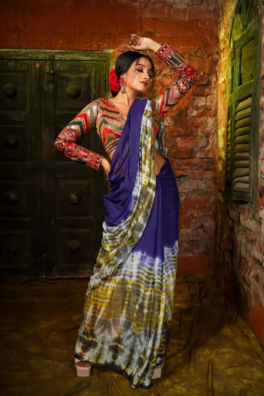 Women Mul Cotton Hand Dye Saree - Image 6