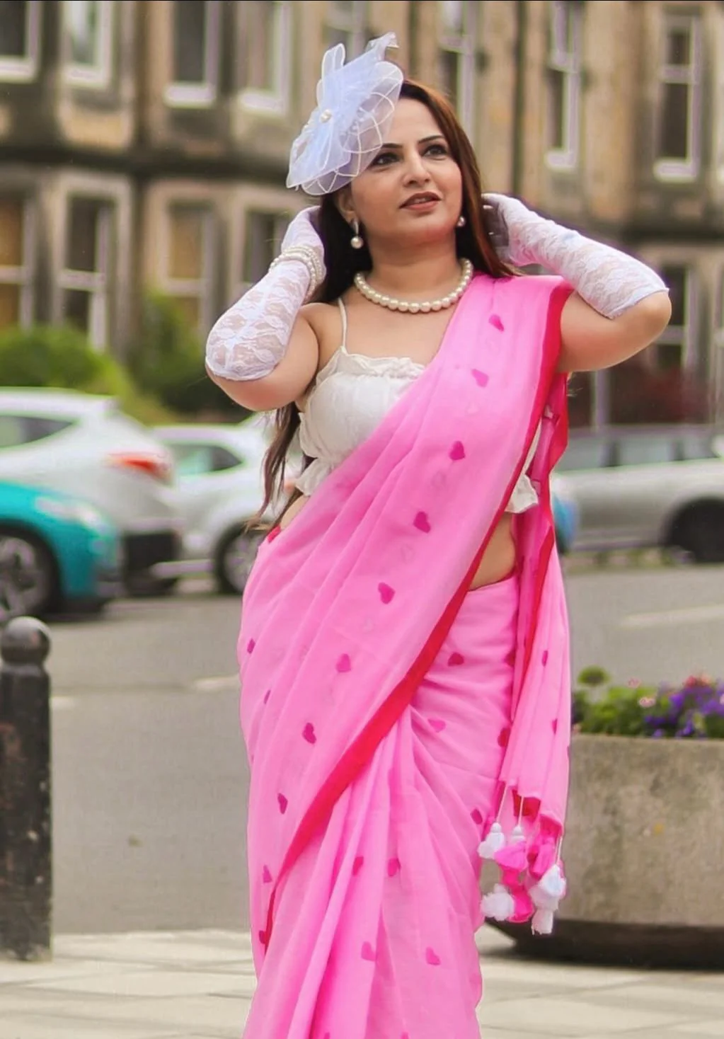 Women Mul Cotton Heart Design Saree - Image 2