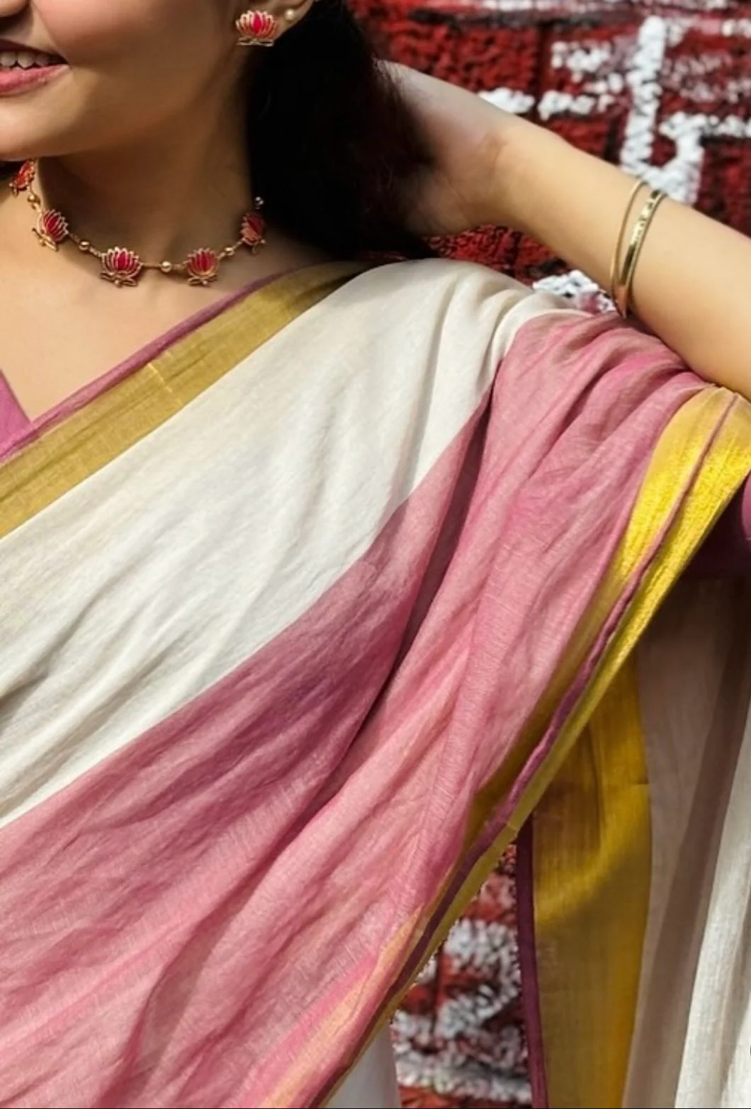 Women Mul Cotton Zari Border Saree - Image 2