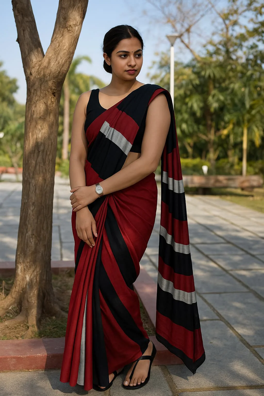Women Multi Color Cotton Saree - Image 2