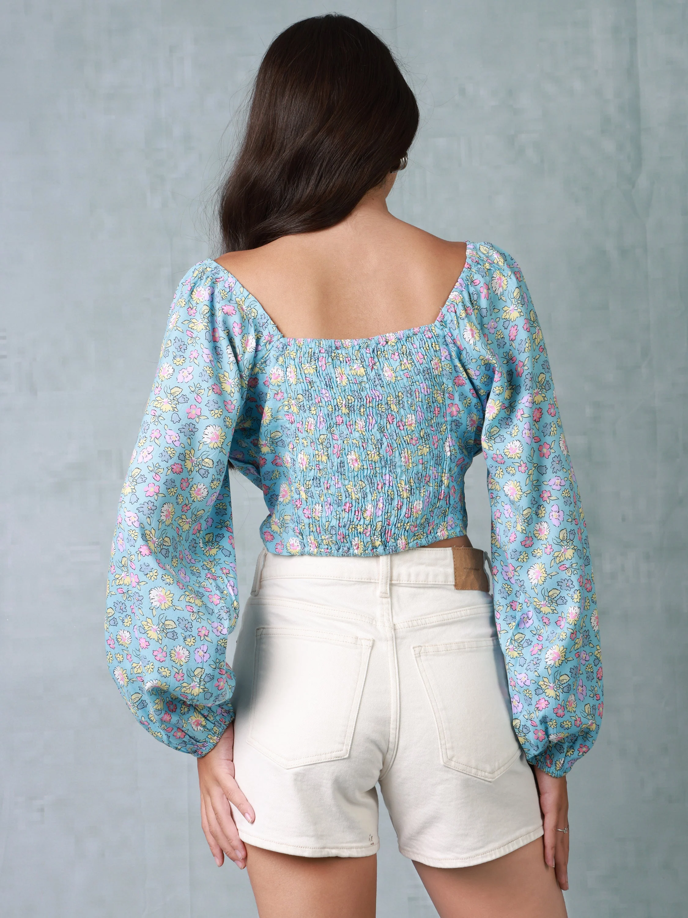 Women Multi Colored Front Tie Crop Top - Image 3