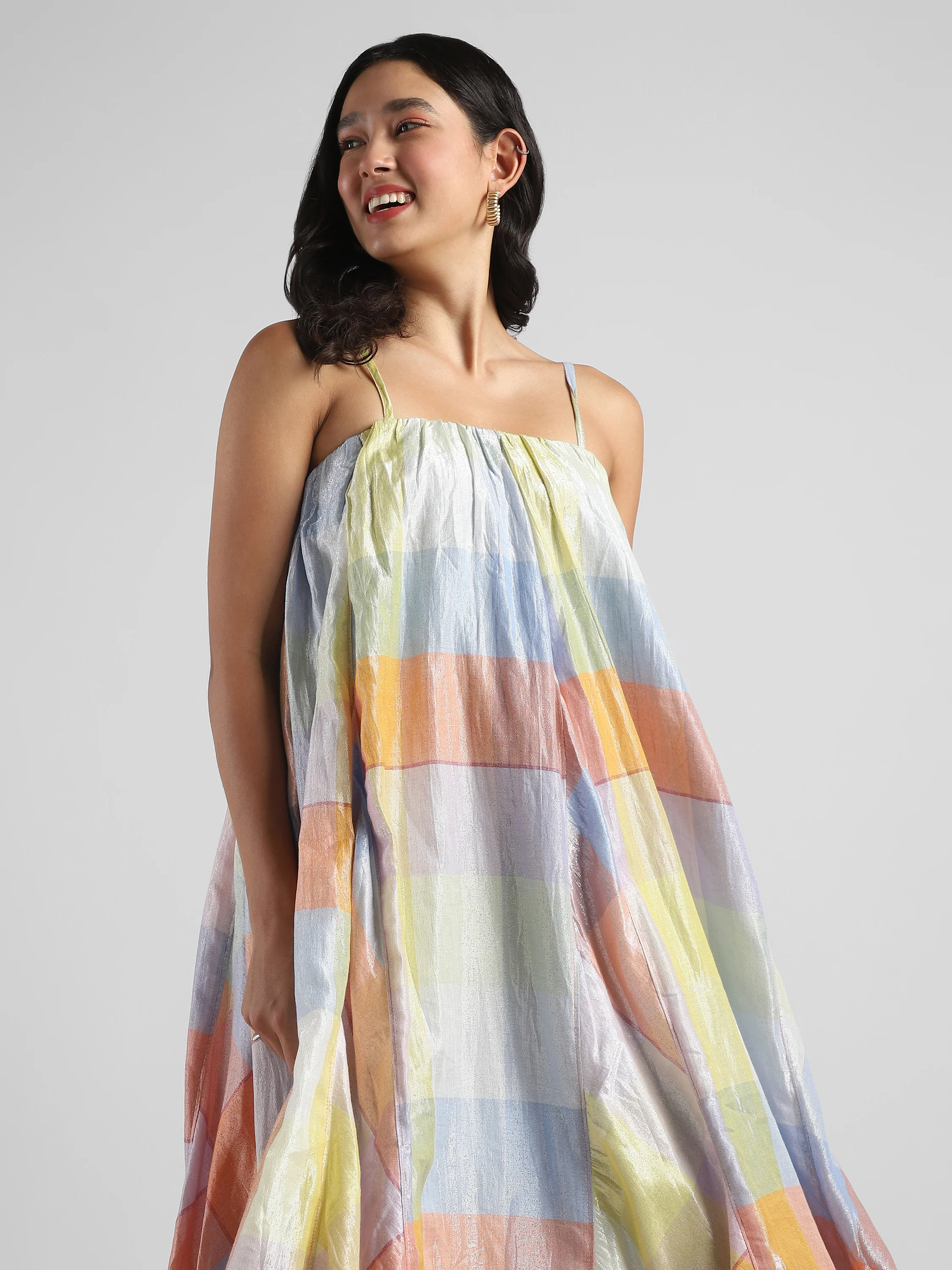 Women Multi Colored Shimmer Maxi Dress - Image 4