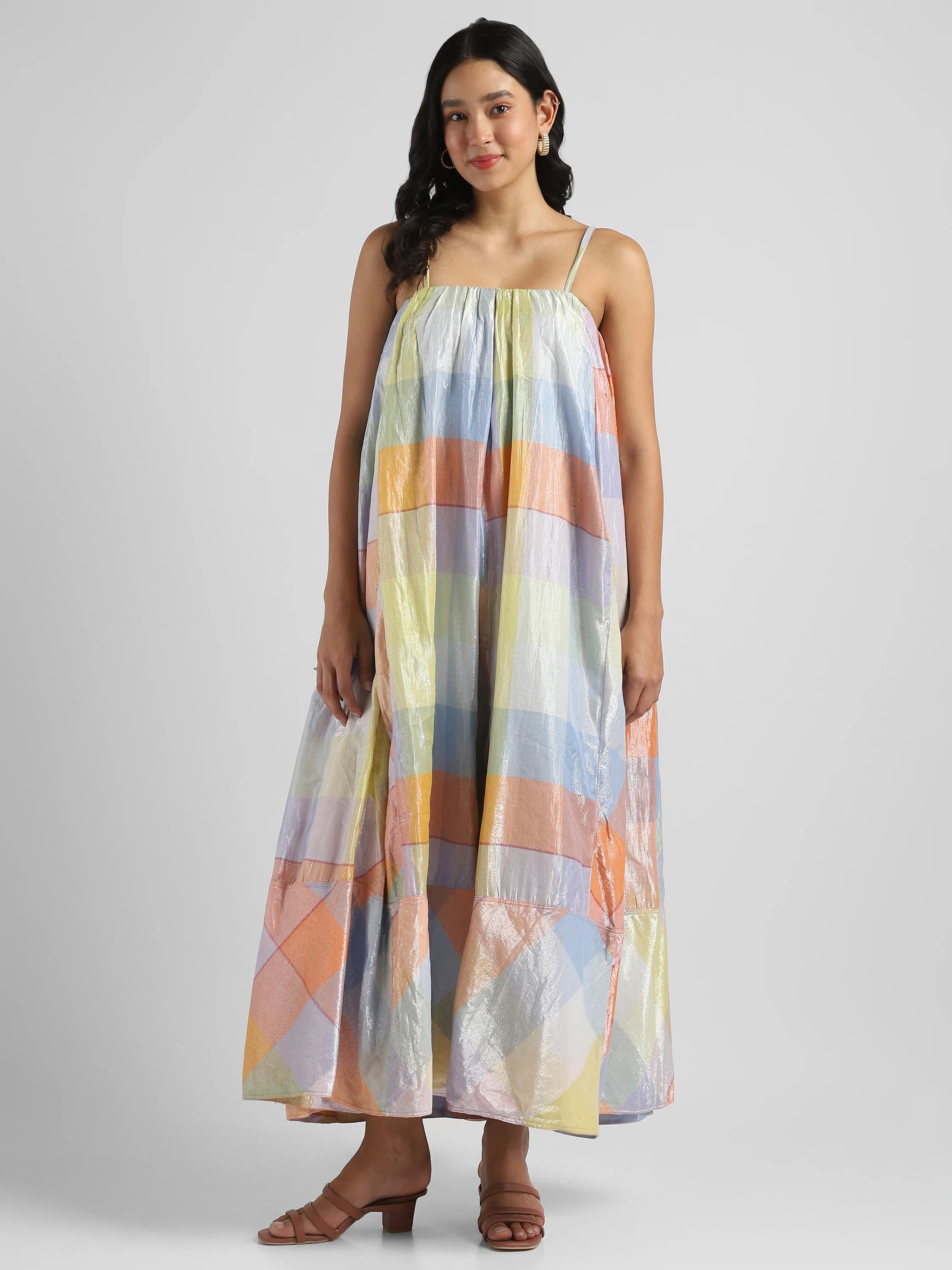 Women Multi Colored Shimmer Maxi Dress - Image 6