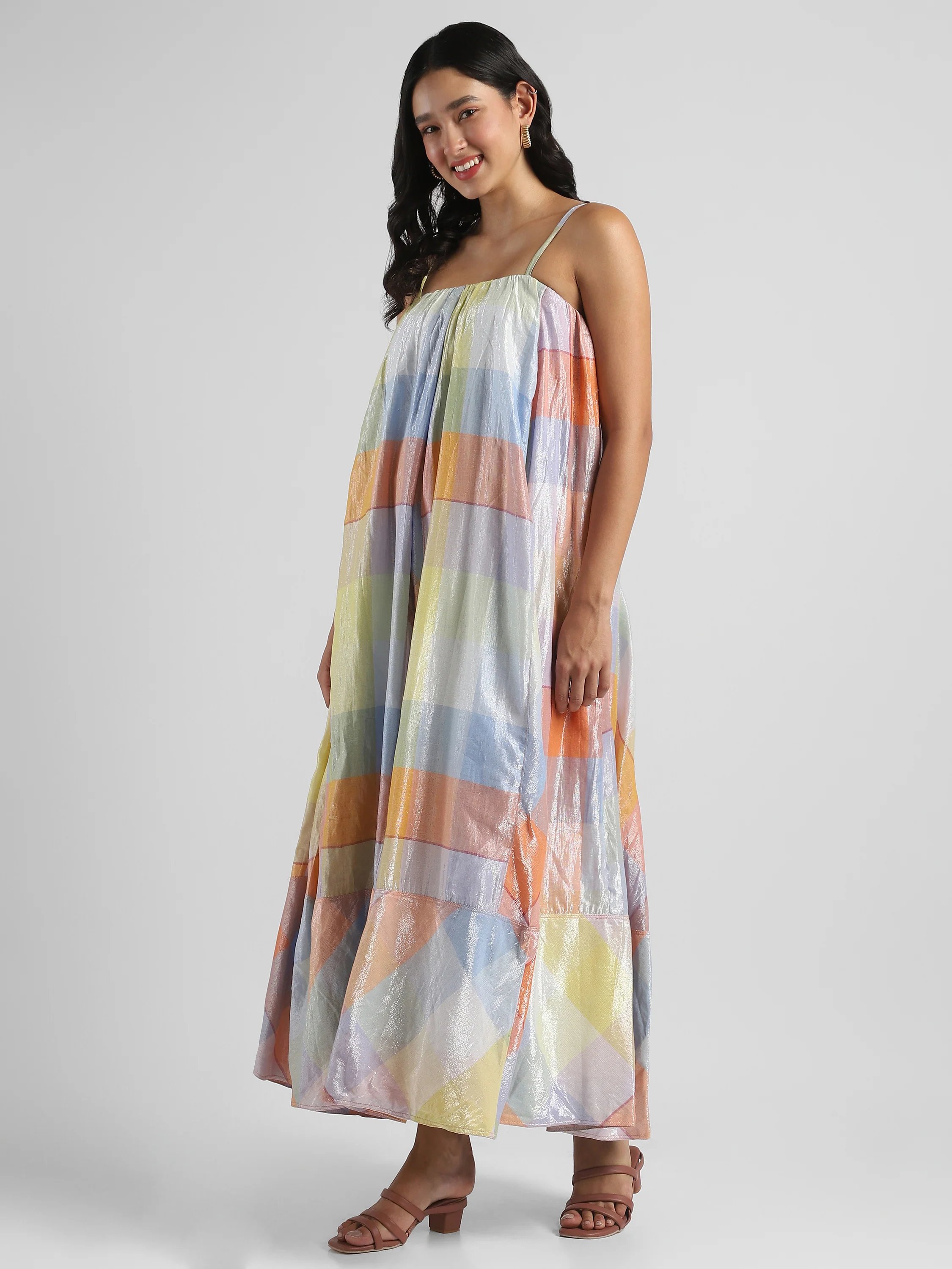 Women Multi Colored Shimmer Maxi Dress - Image 7