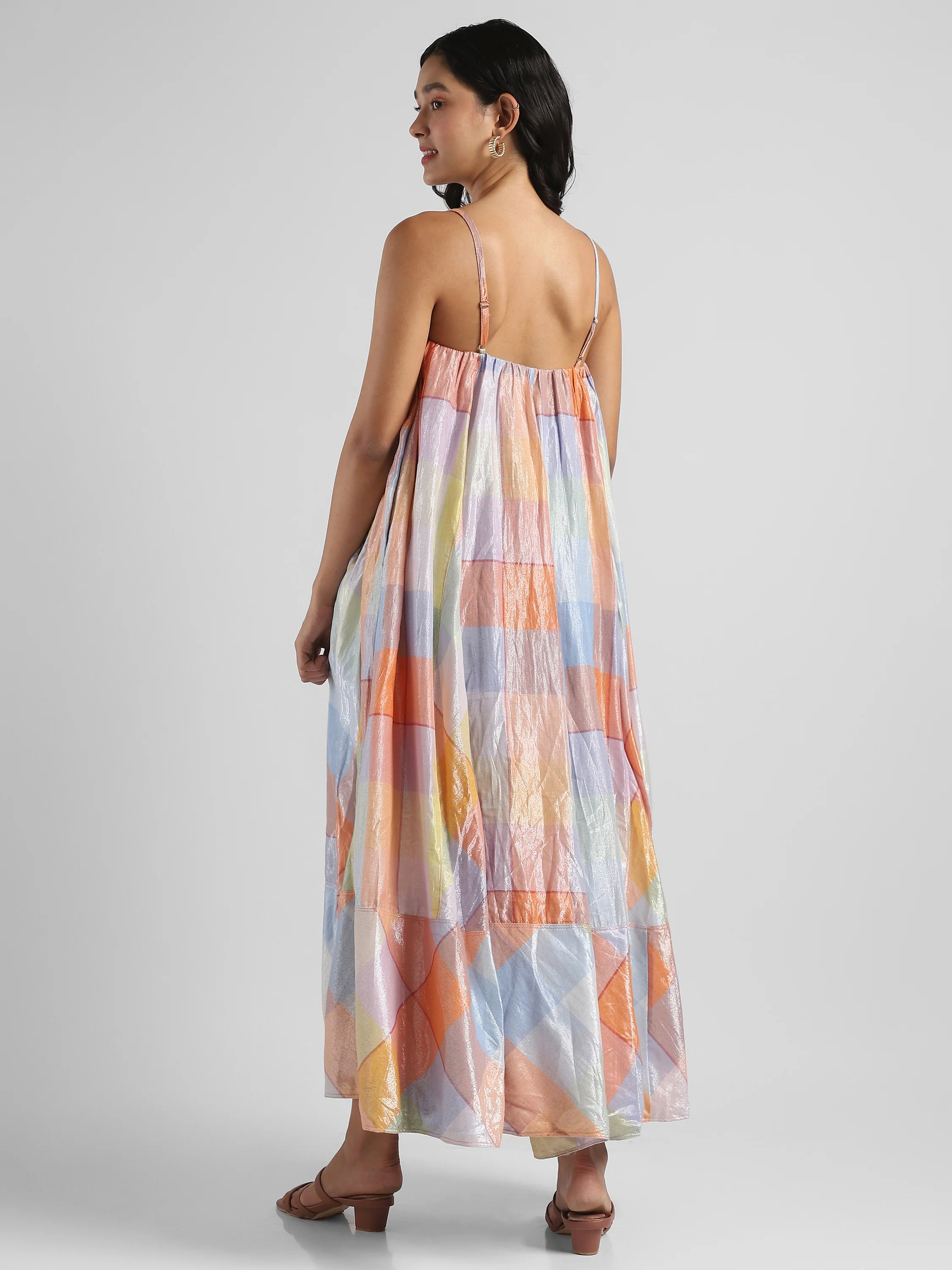 Women Multi Colored Shimmer Maxi Dress - Image 8