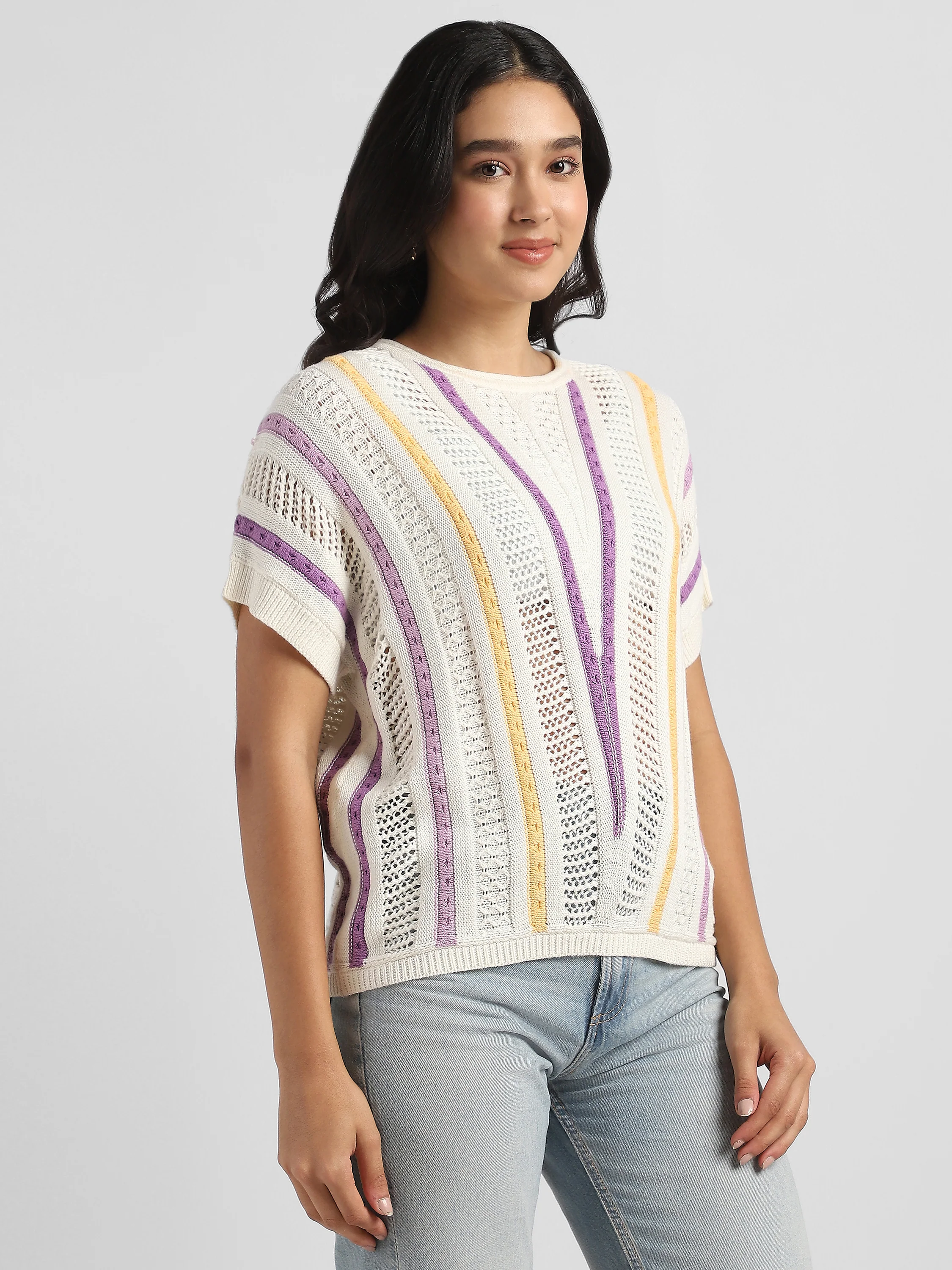 Women Crochet Comfort Fit Top - Image 3