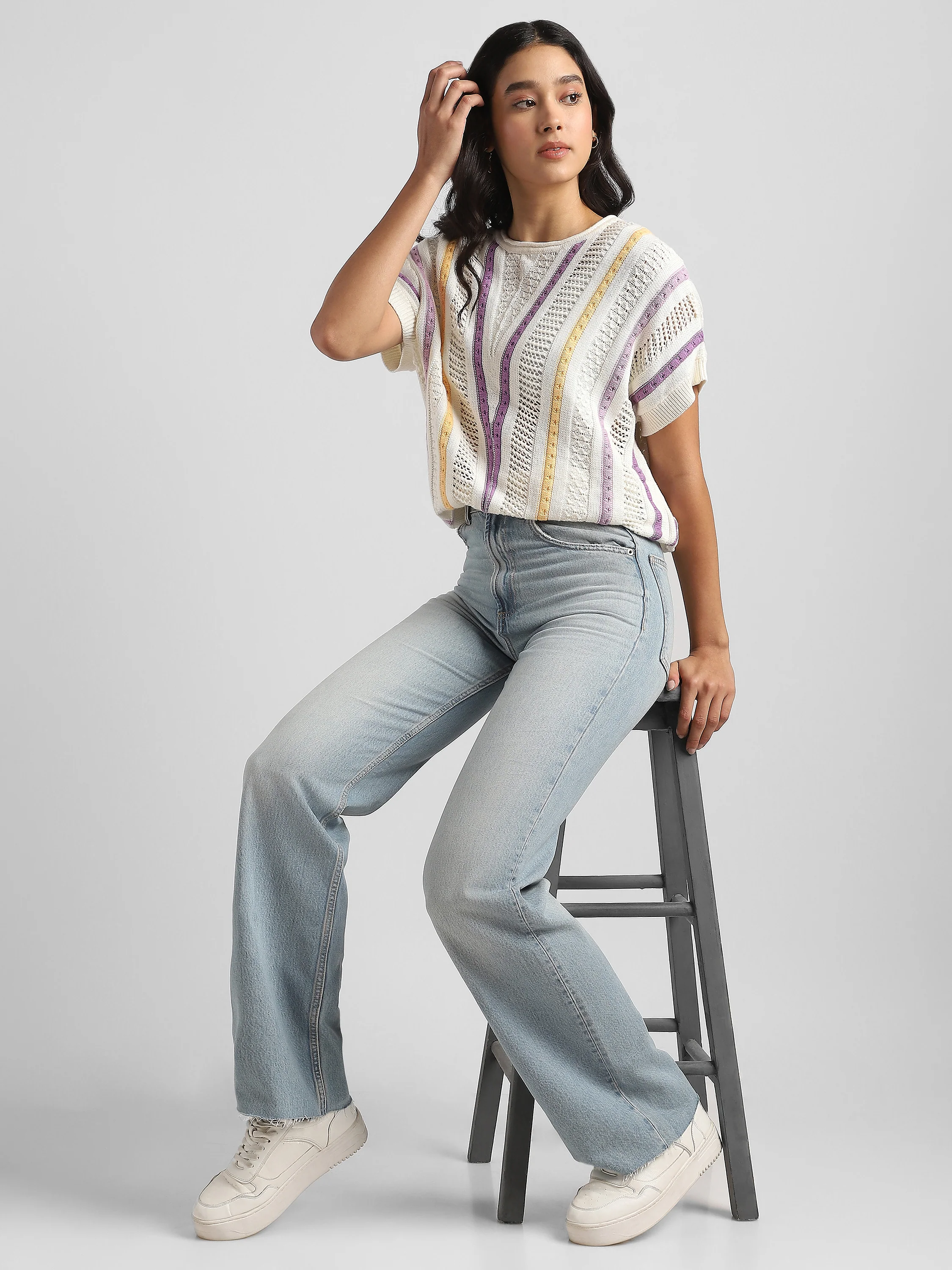 Women Crochet Comfort Fit Top - Image 4