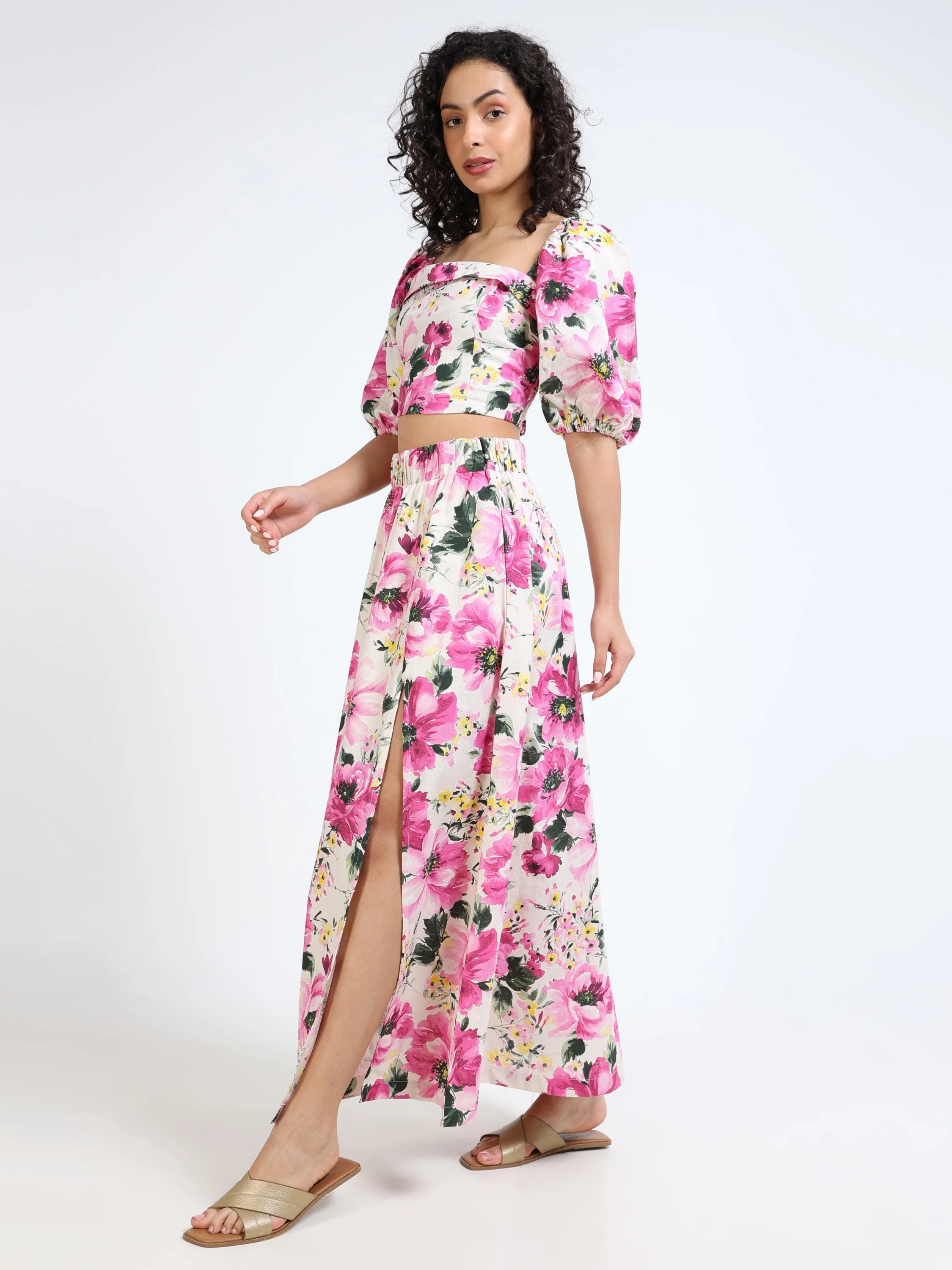 Women Floral Side Slit Co-Ord Set - Image 11