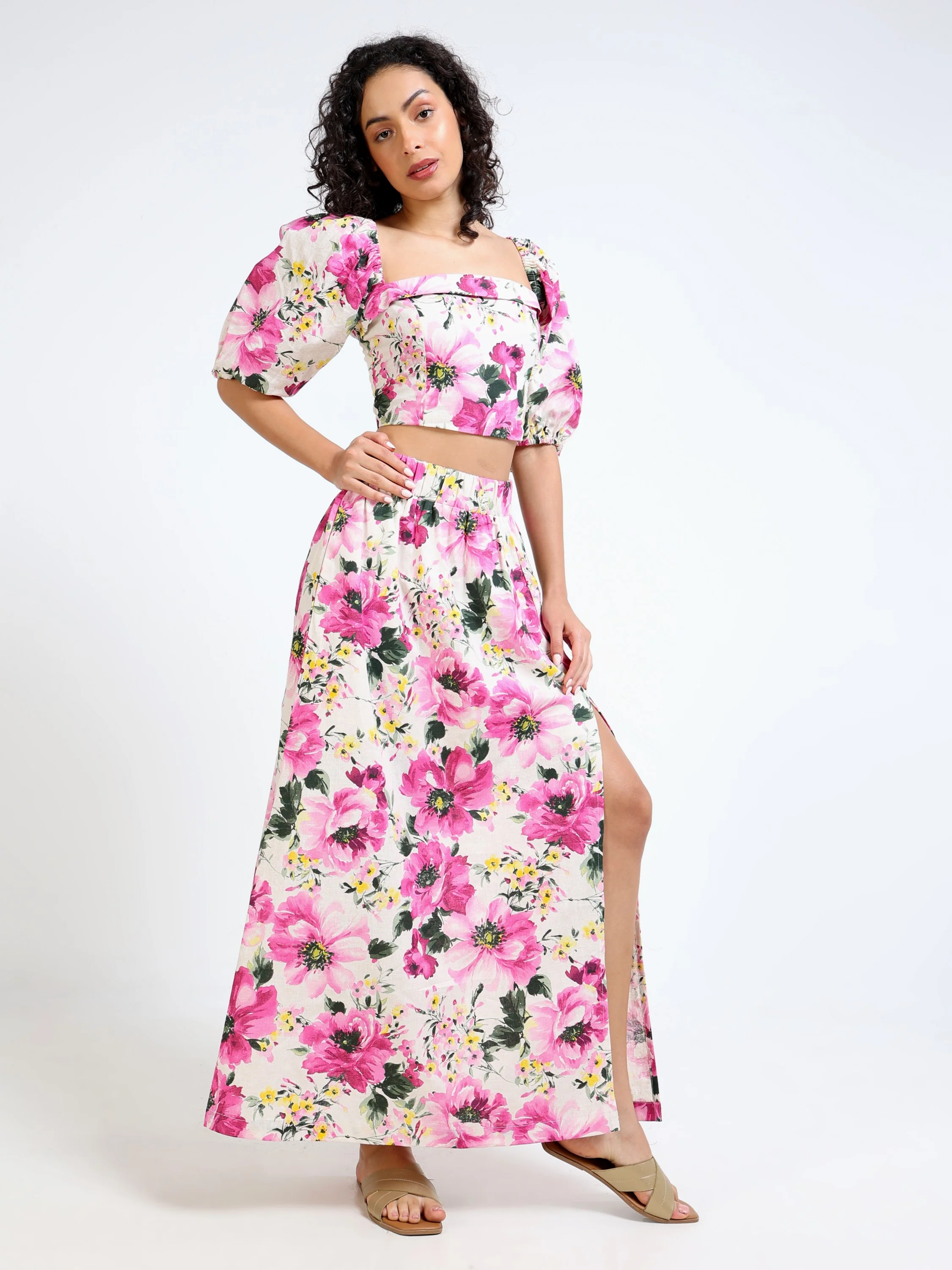 Women Floral Side Slit Co-Ord Set - Image 12