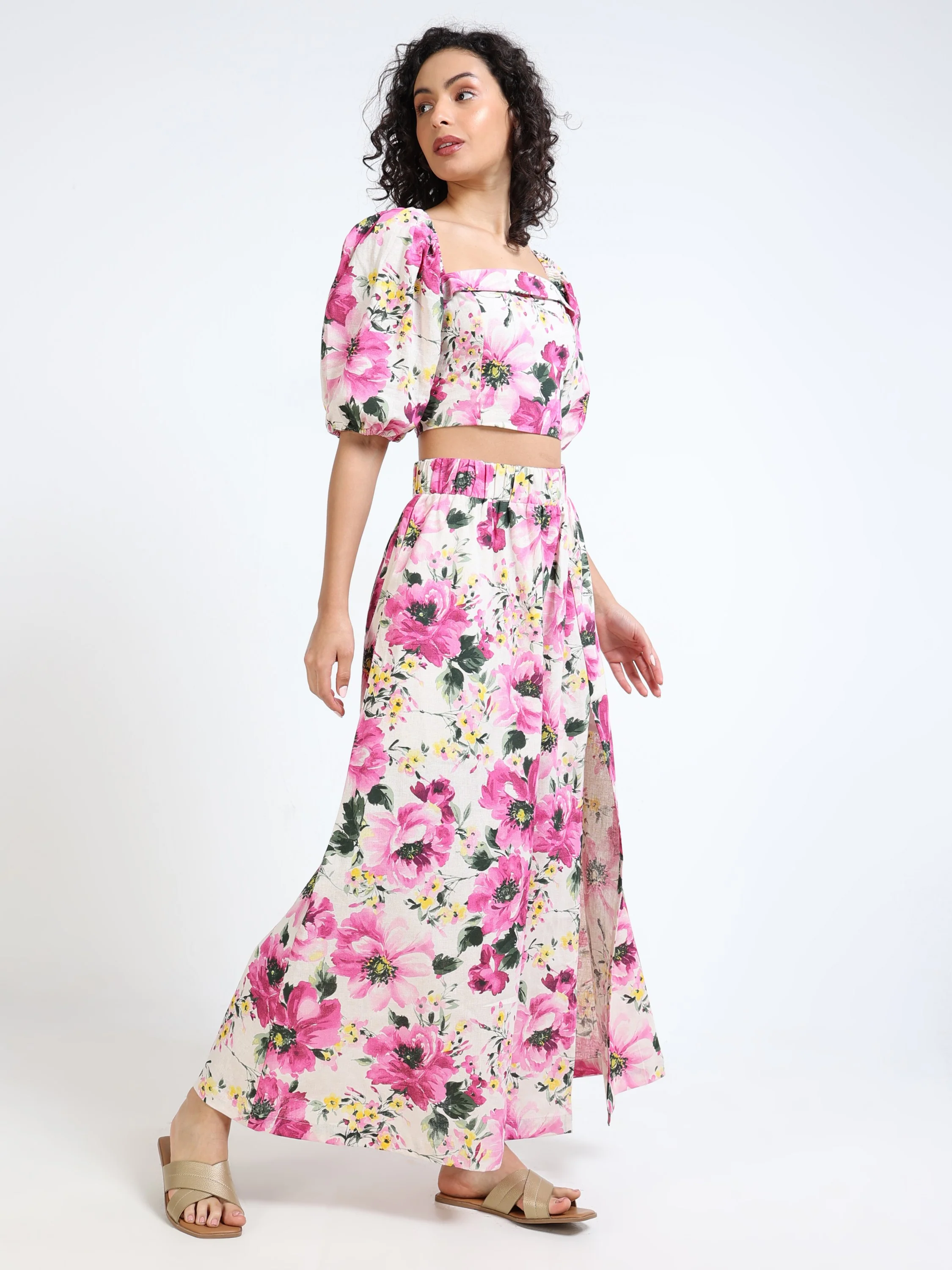 Women Floral Side Slit Co-Ord Set - Image 13
