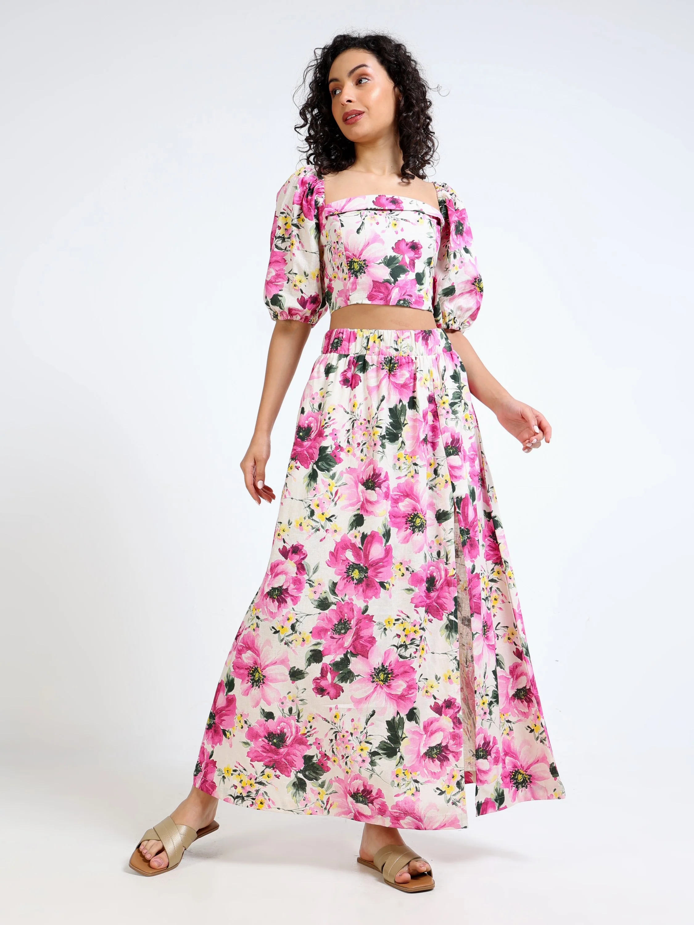 Women Floral Side Slit Co-Ord Set - Image 7