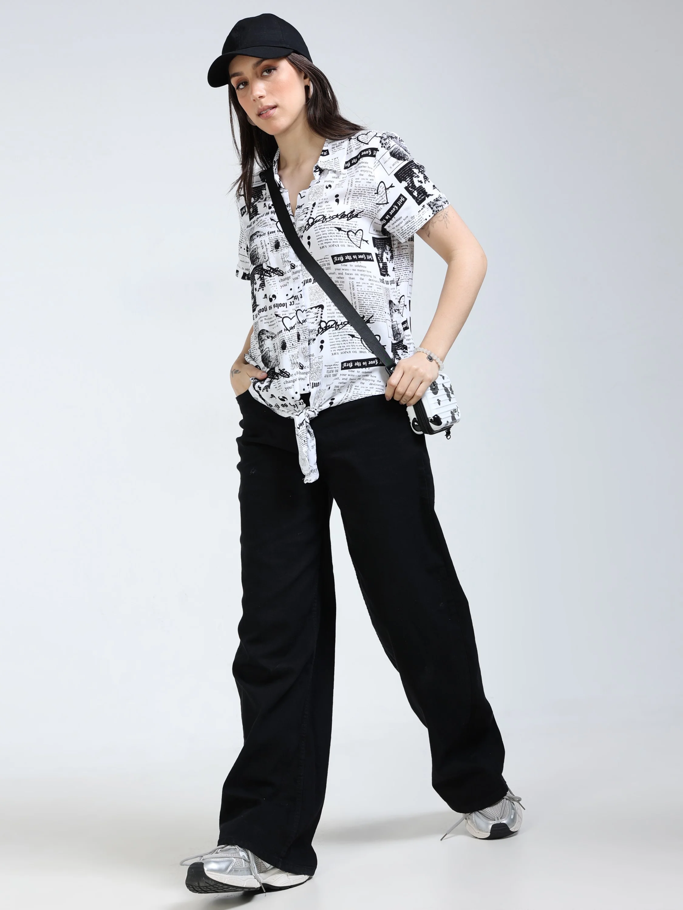 Women Newspaper Print Shirt - Image 2