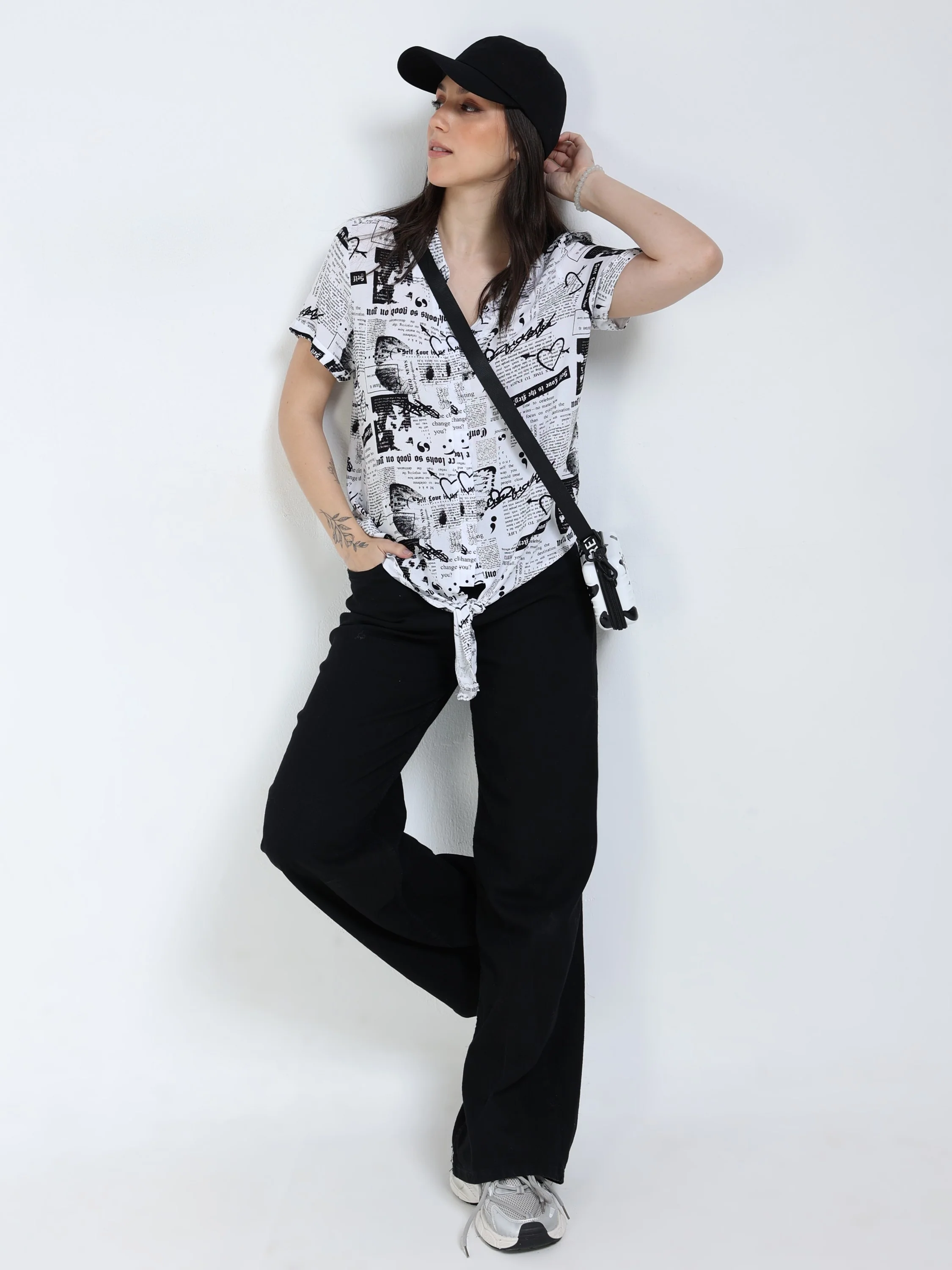Women Newspaper Print Shirt - Image 6