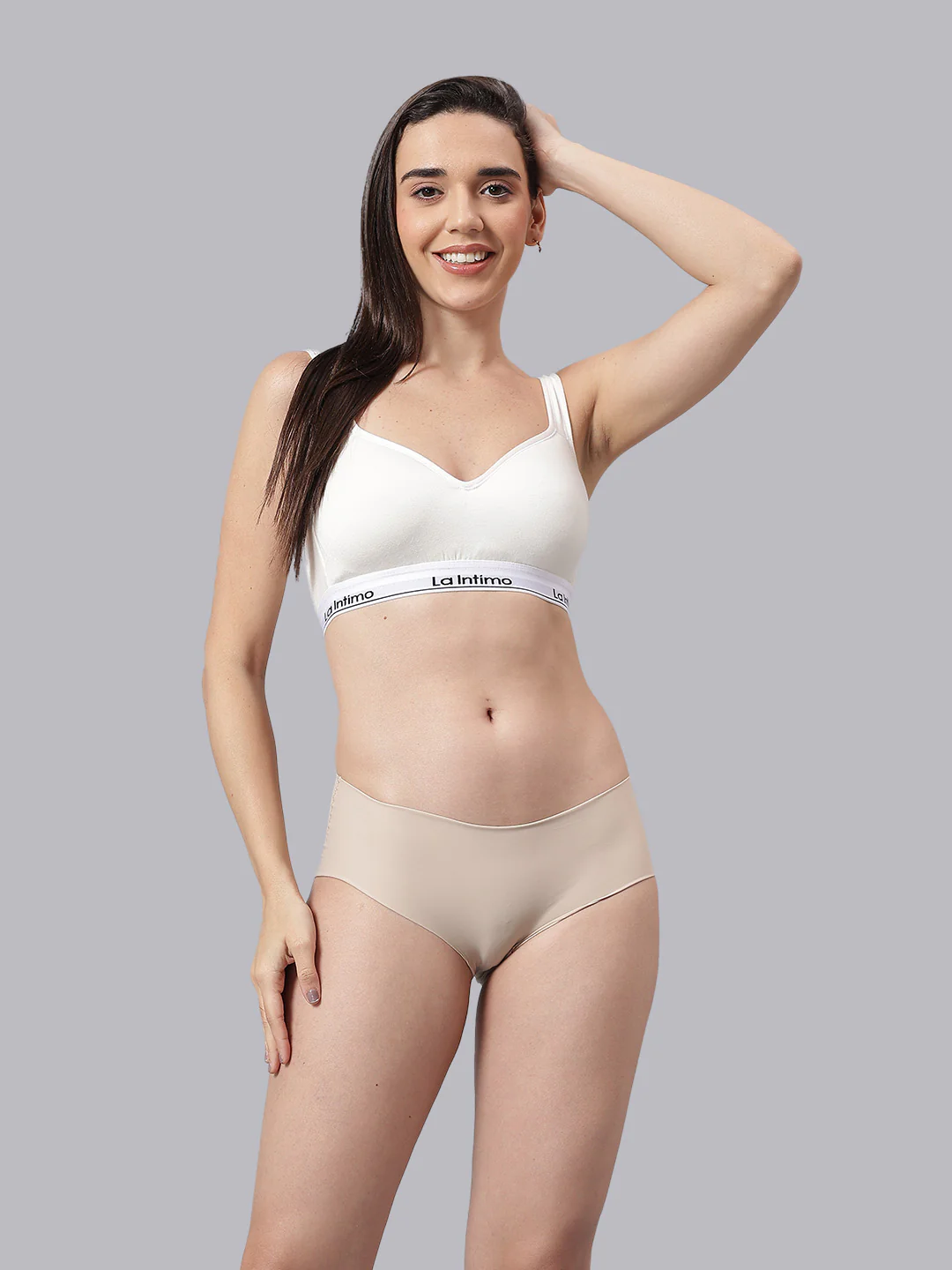 Women Satiny Soft T-Shirt Bra Combo Set