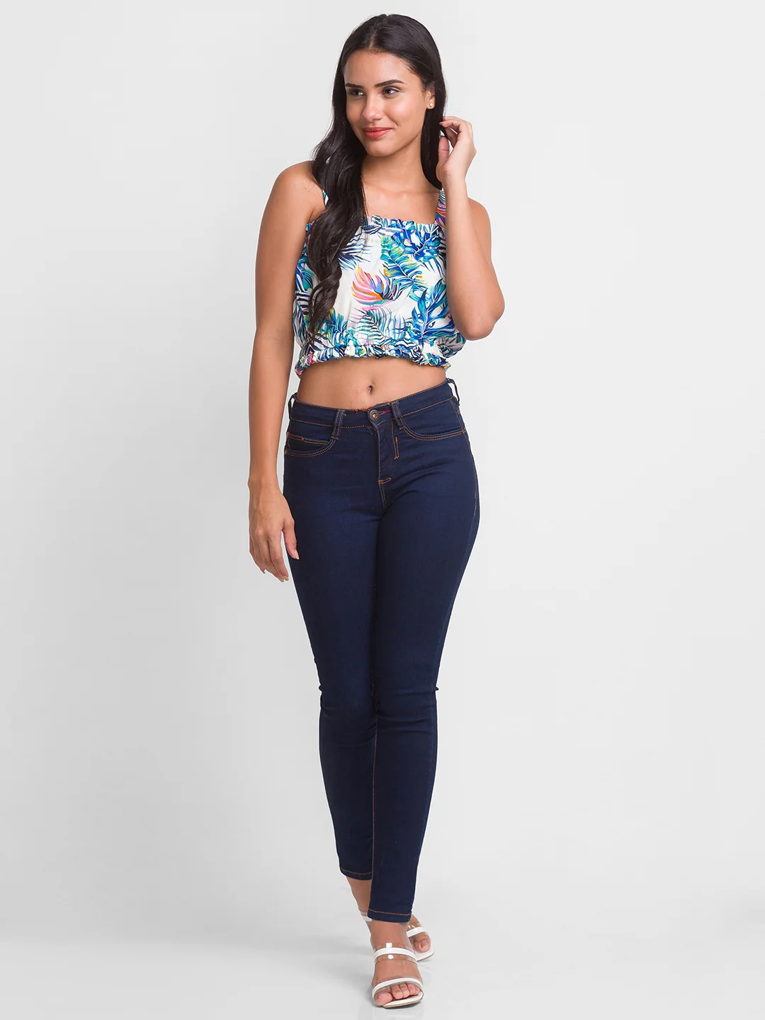 Women Tropic Floral Print Crop Top - Image 3