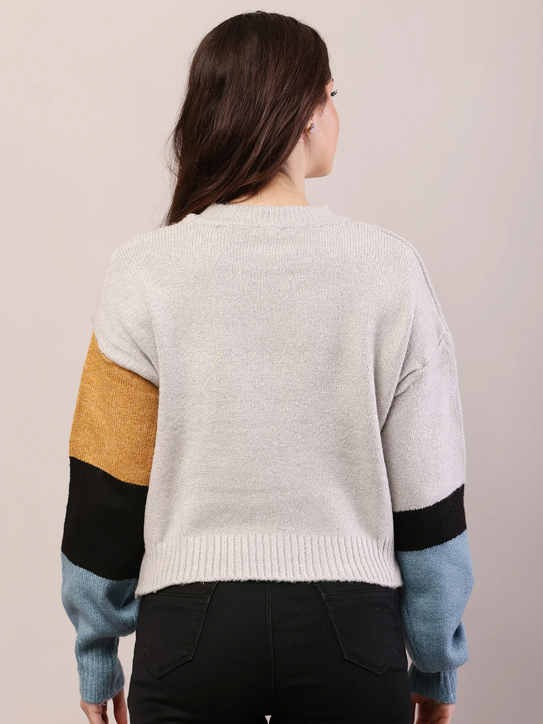 Women multicolor acrylic round neck sweater. - Image 4