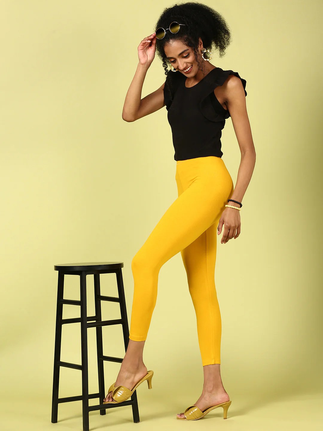 Women Mustard Casual Leggings - Image 5