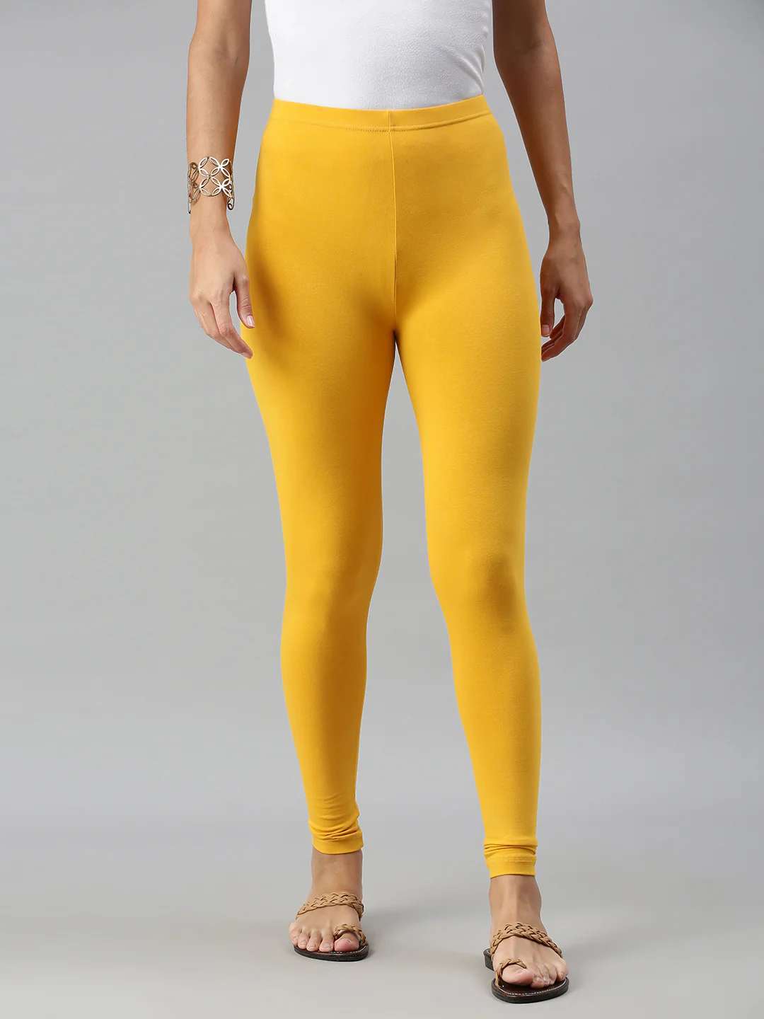 Women Mustard Casual Leggings - Image 2
