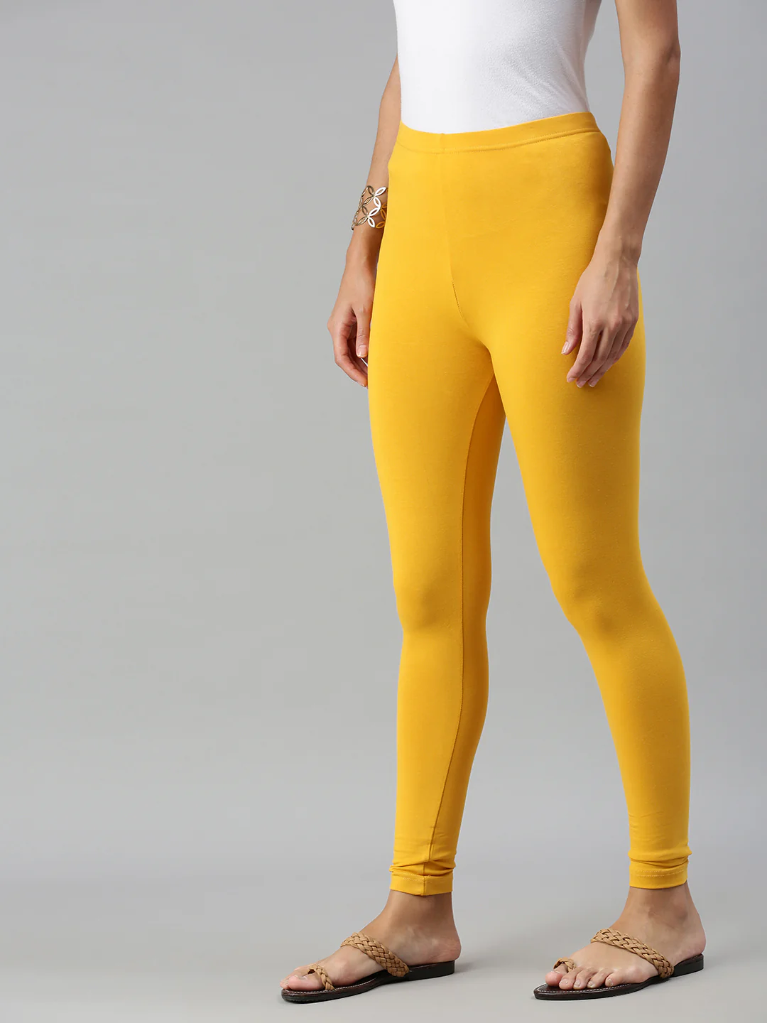 Women Mustard Casual Leggings - Image 3