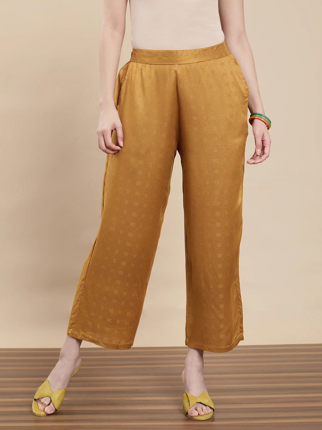 Women Mustard Casual Palazzo