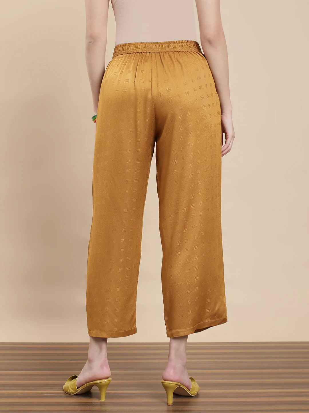 Women Mustard Casual Palazzo - Image 3