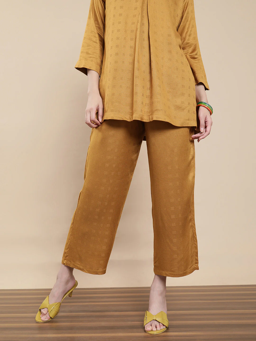 Women Mustard Casual Palazzo - Image 4