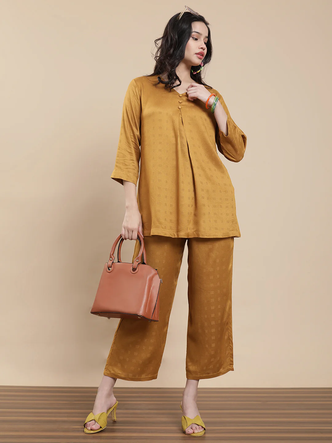 Women Mustard Casual Palazzo - Image 5