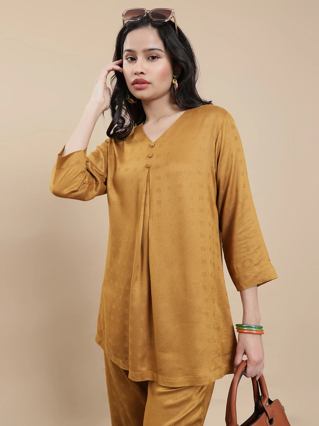Women Mustard Casual Top - Image 3