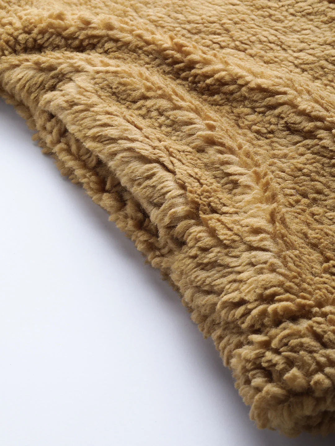 Women Mustard Drawstring Faux Fur Jacket - Image 6