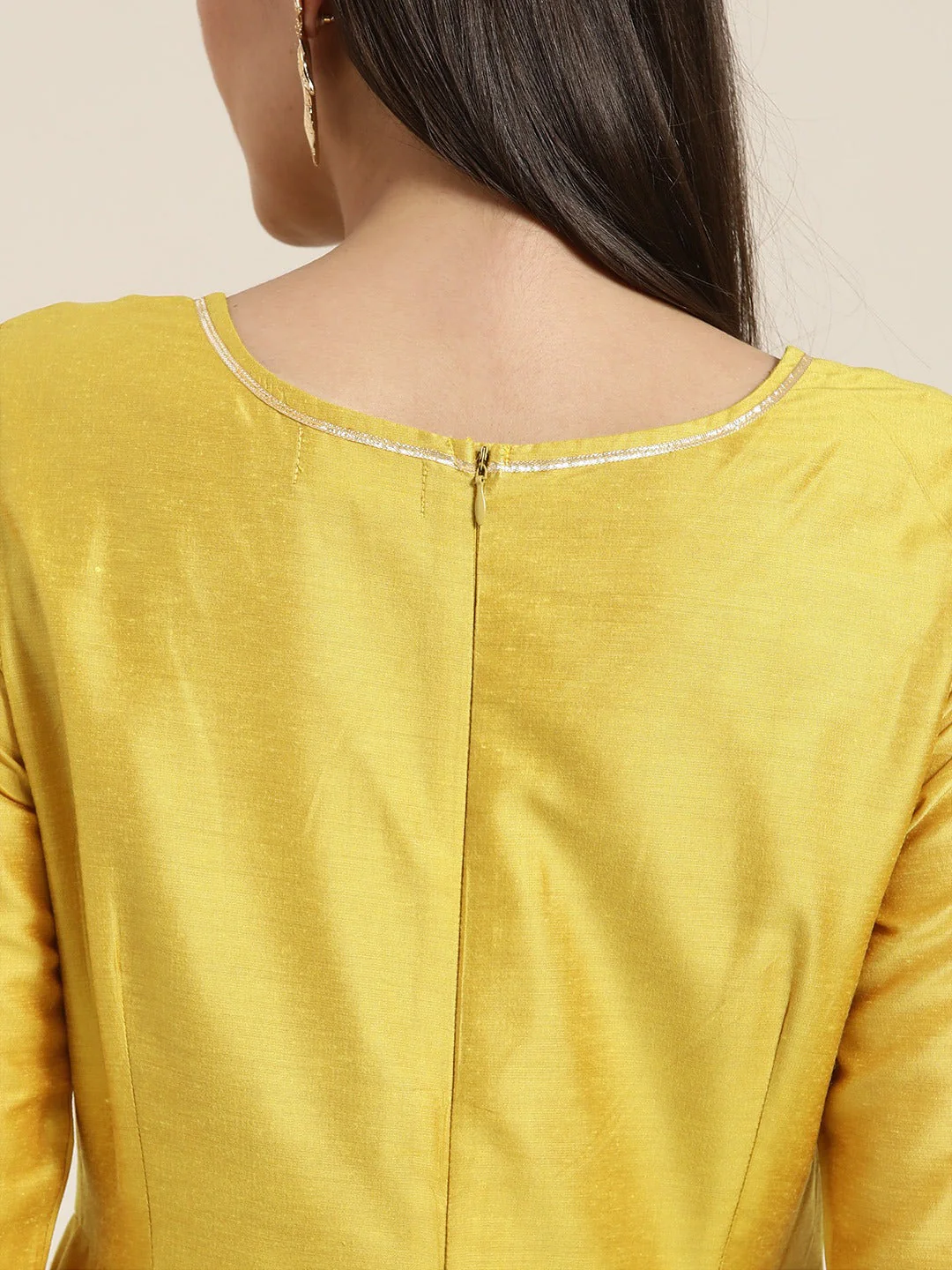 Women Mustard Gota Detail Anarkali Maxi Dress - Image 5