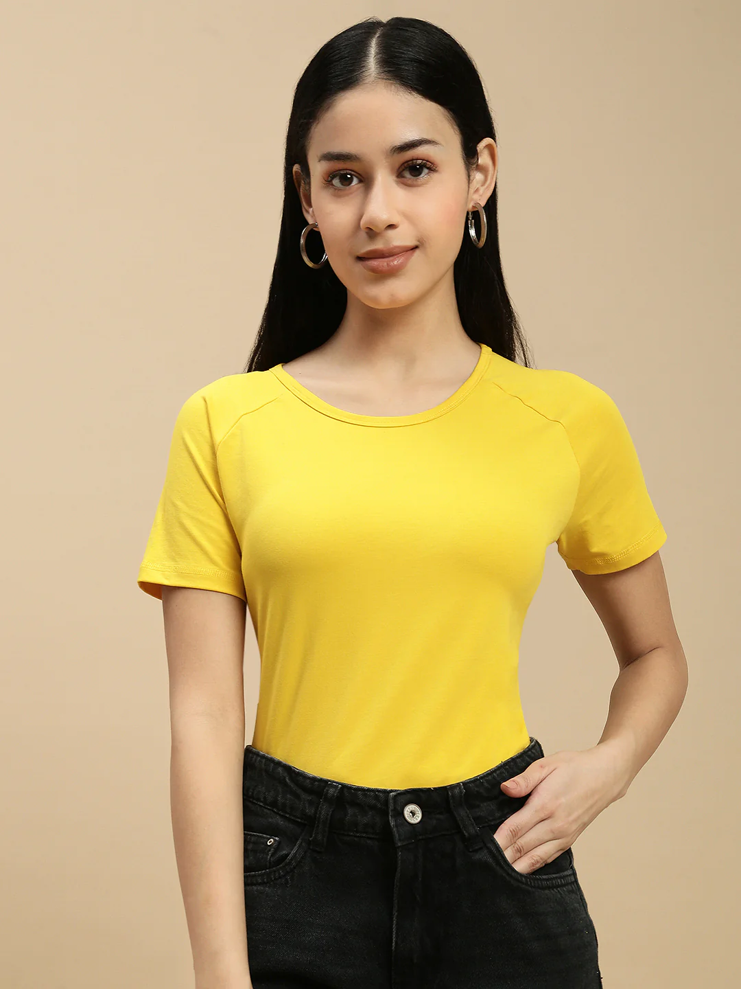 Women Mustard Half Sleeve Top - Image 2
