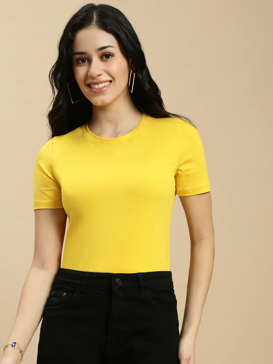 Women Mustard Half Sleeve Top - Image 2