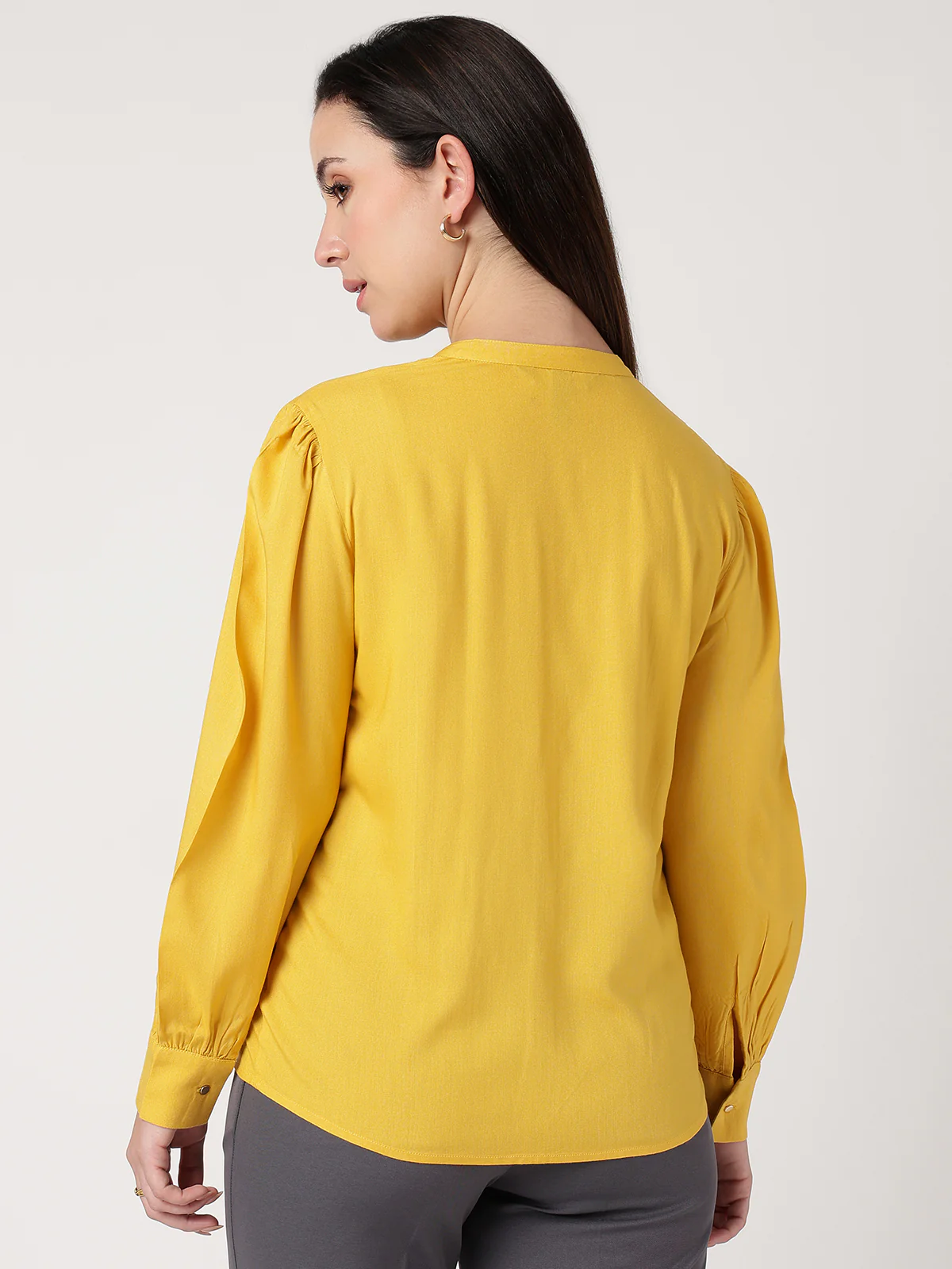 Women Mustard Viscose Rayon Shirt - Image 2