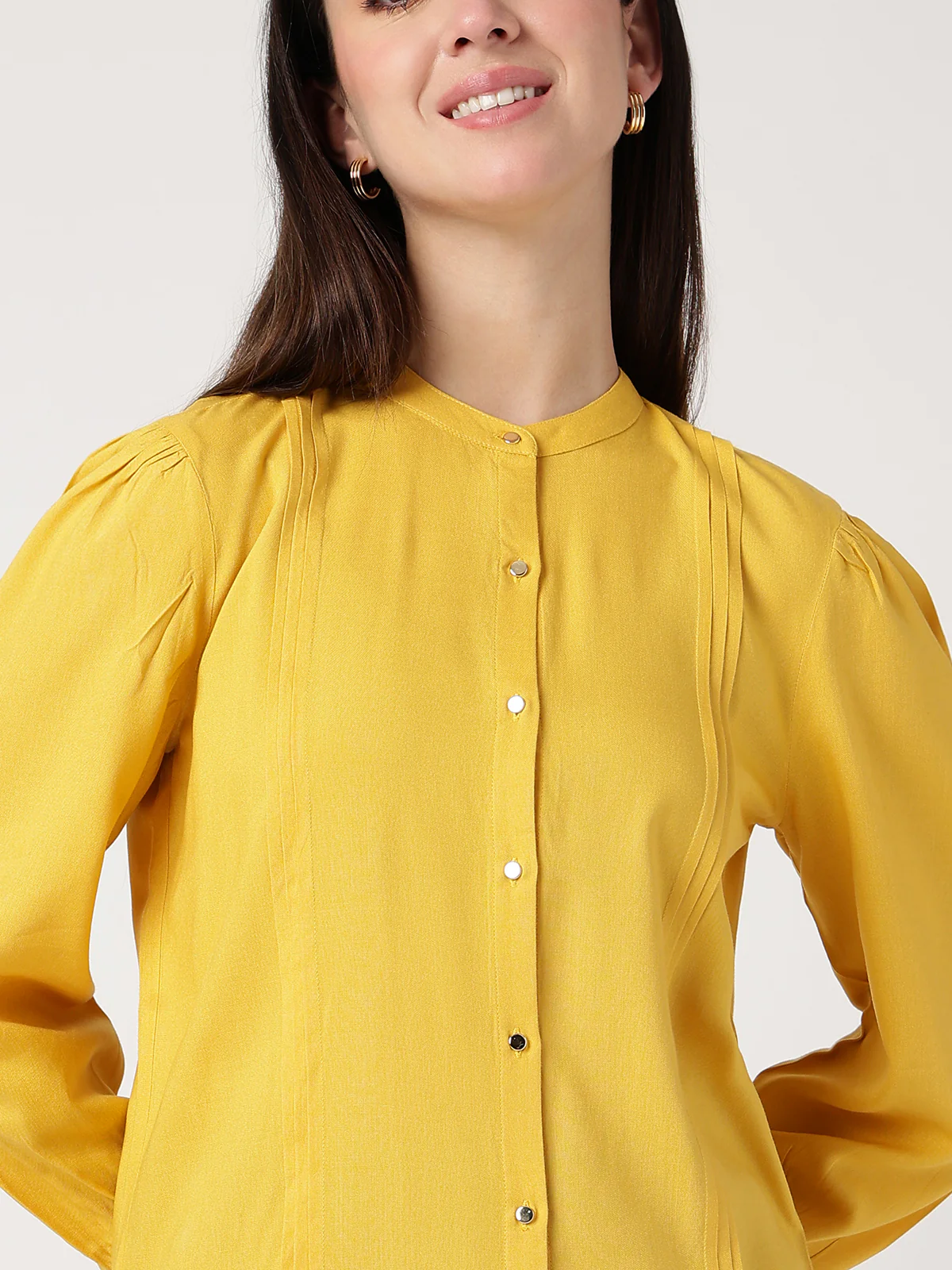Women Mustard Viscose Rayon Shirt - Image 4