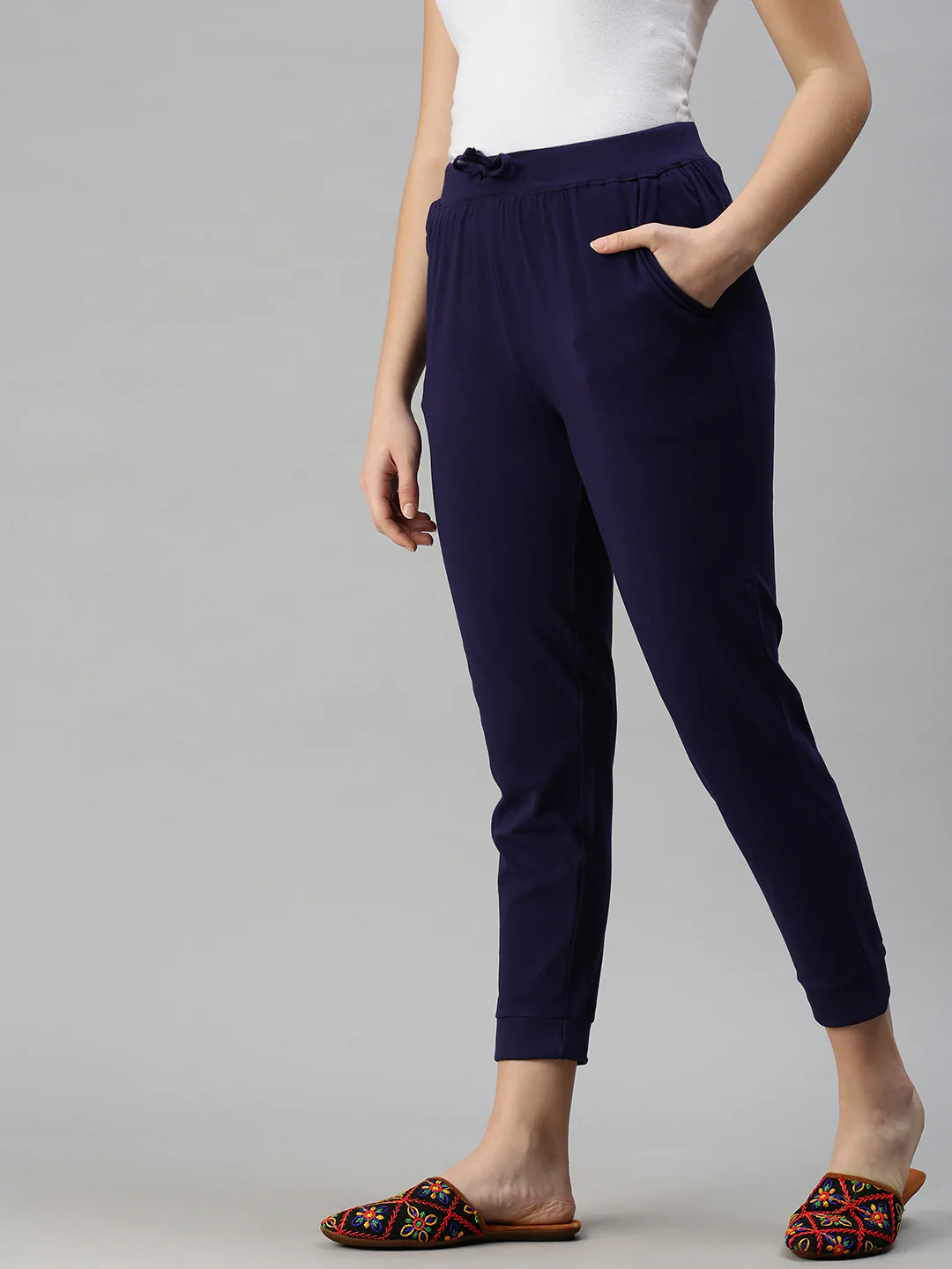 Women Navy Blue Athleisure Pants - Image 3