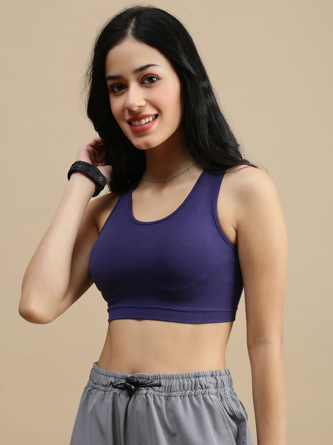 Women Navy Blue Athleisure Top - Image 2