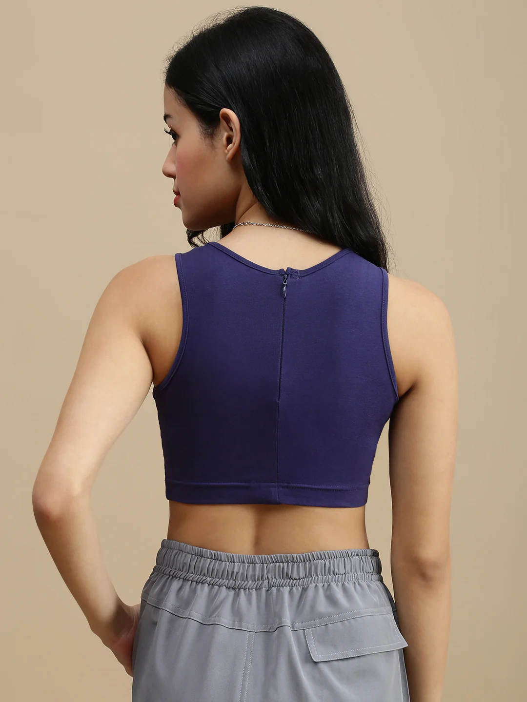 Women Navy Blue Athleisure Top - Image 3