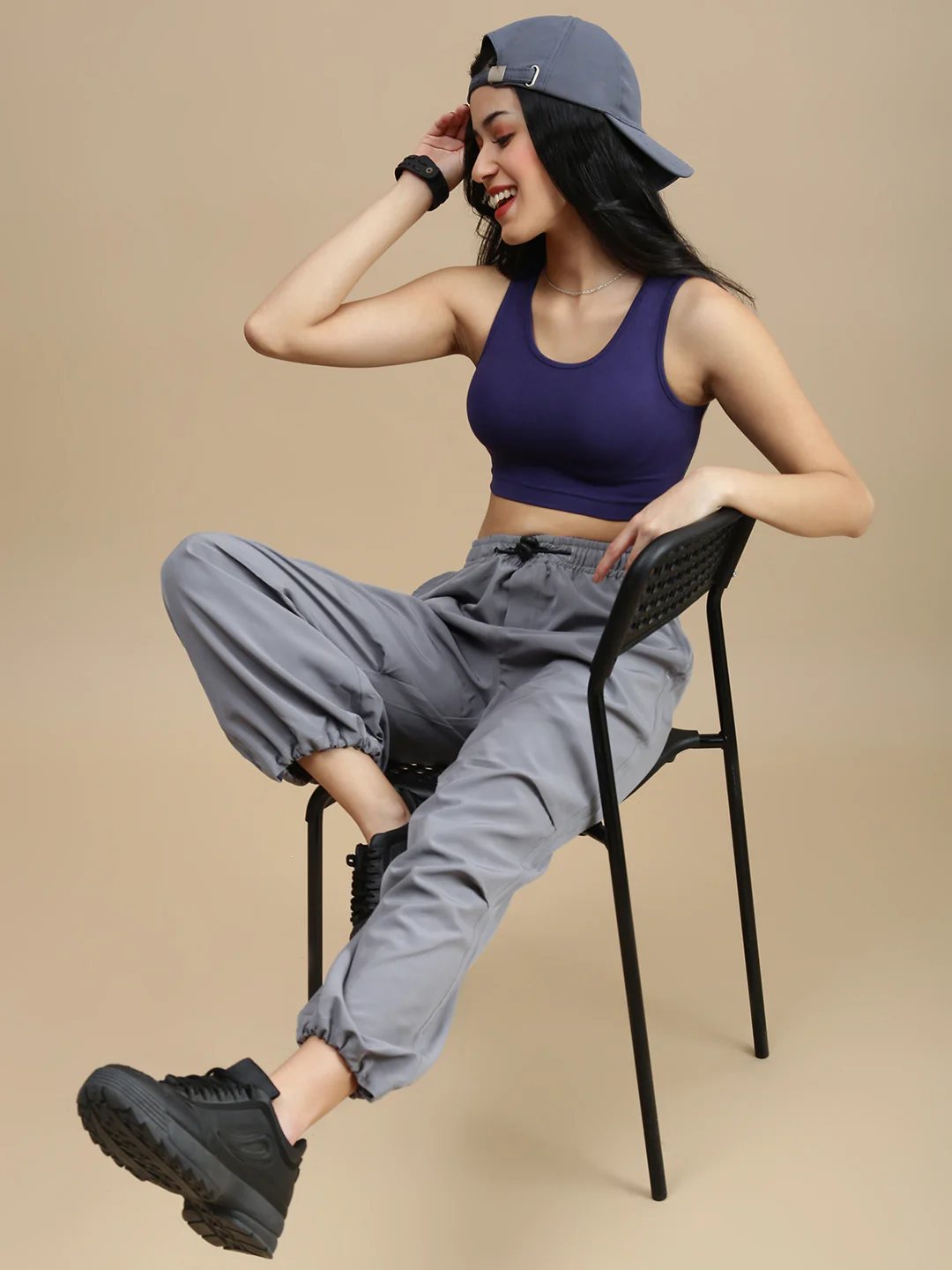 Women Navy Blue Athleisure Top - Image 4