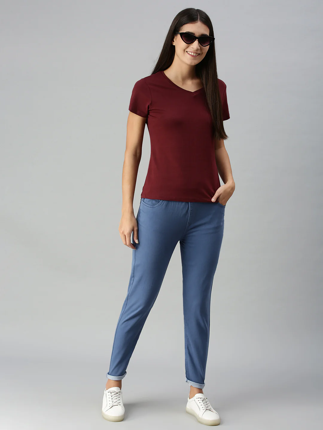 Women Navy Blue Casual Legging - Image 2