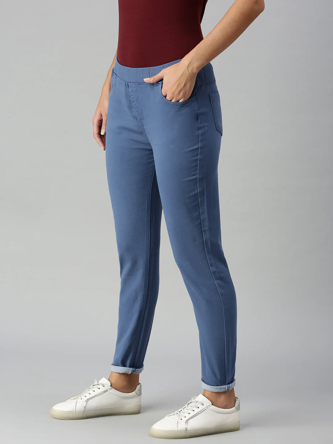 Women Navy Blue Casual Legging - Image 3