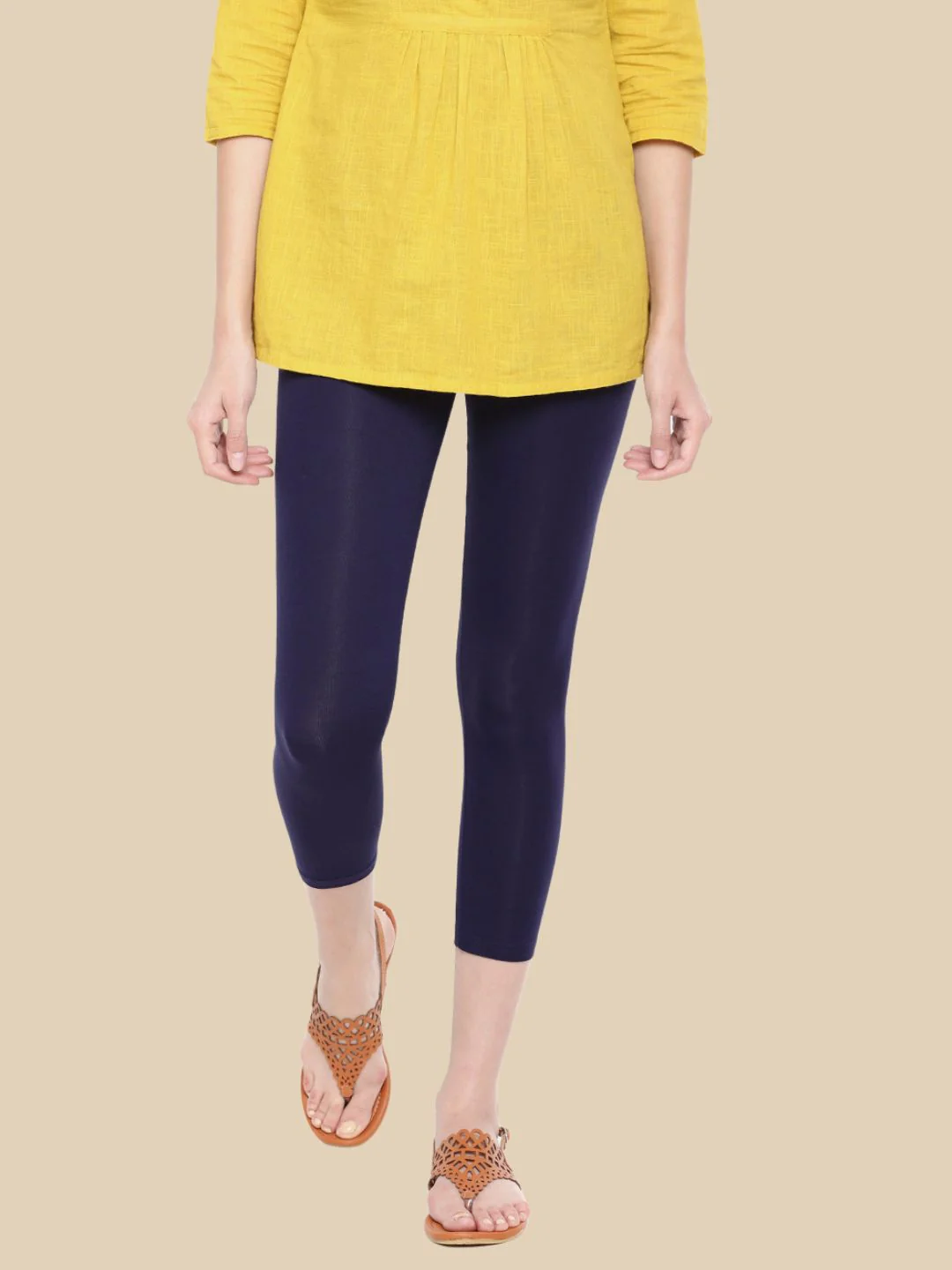 Women Navy Blue Casual Leggings - Image 2