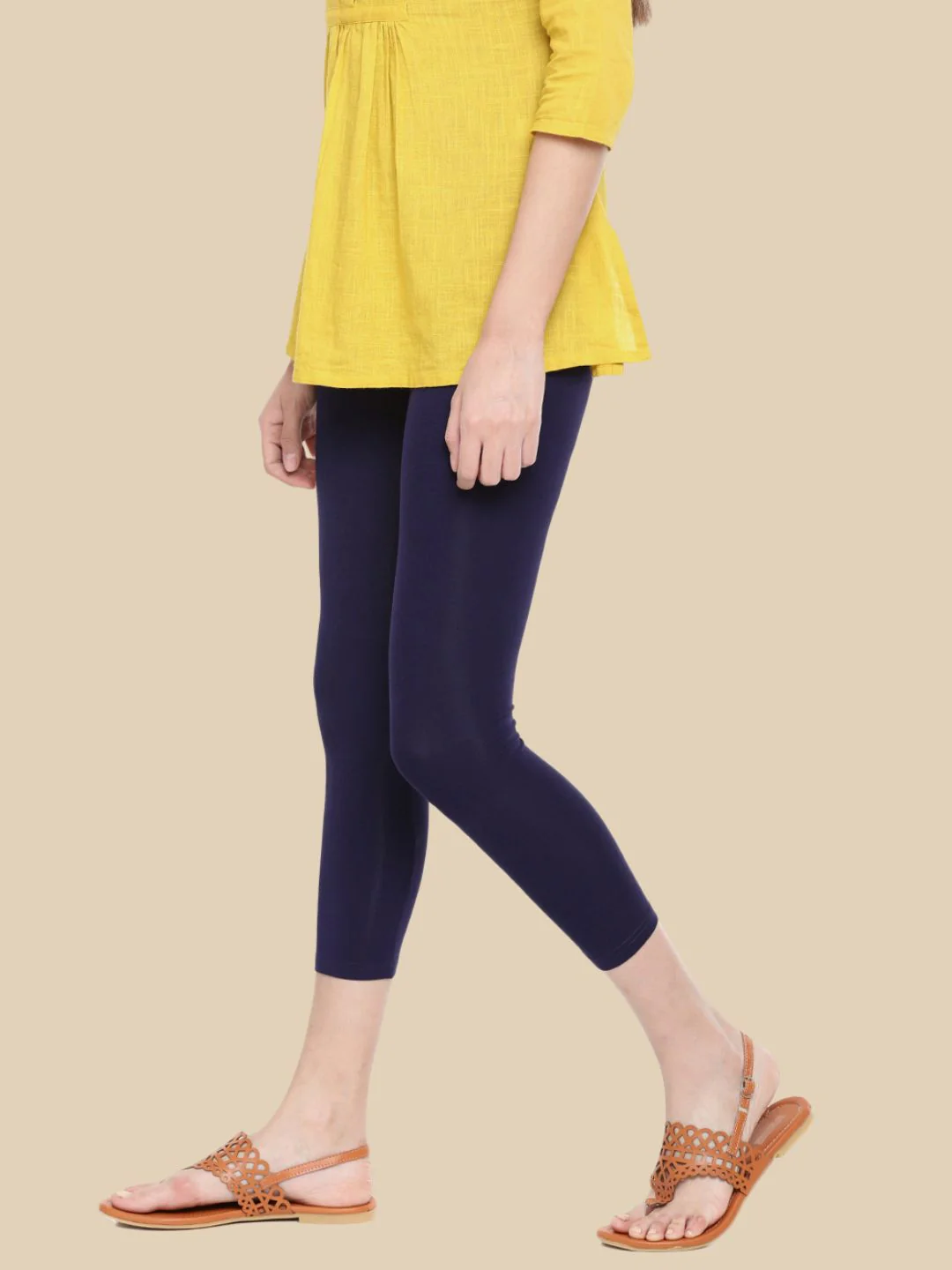 Women Navy Blue Casual Leggings - Image 3