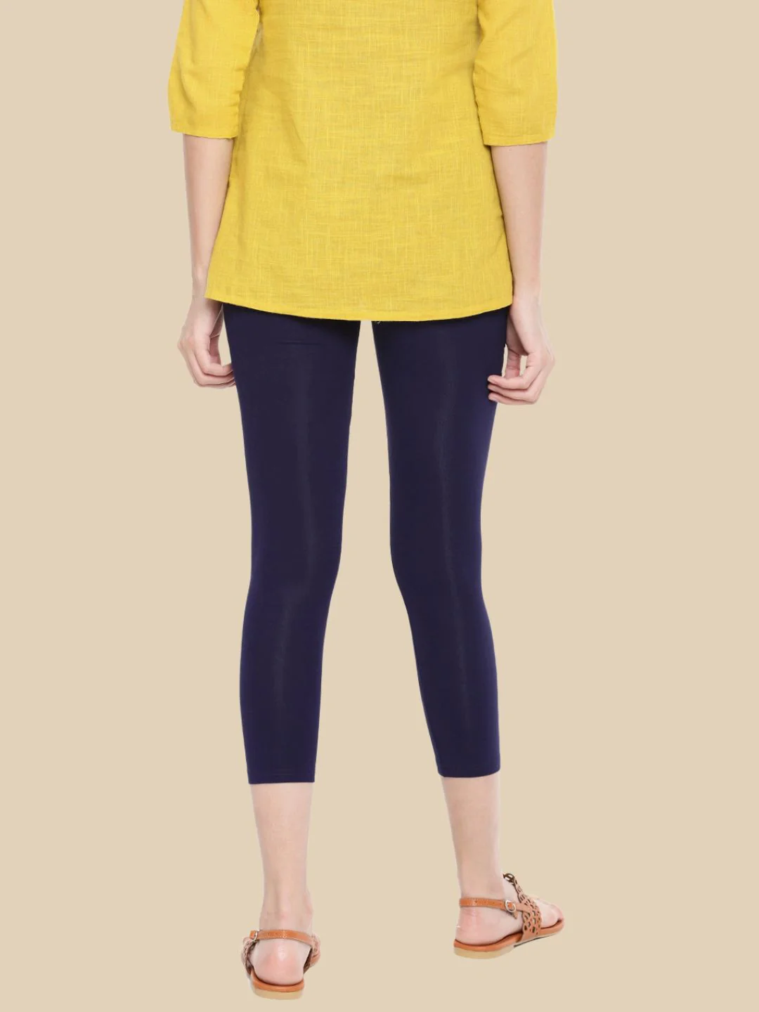 Women Navy Blue Casual Leggings - Image 4