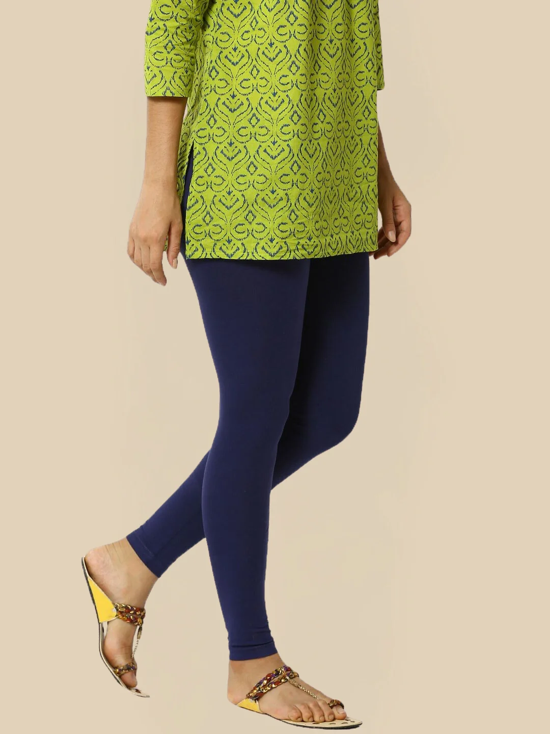 Women Navy Blue Casual Leggings - Image 2