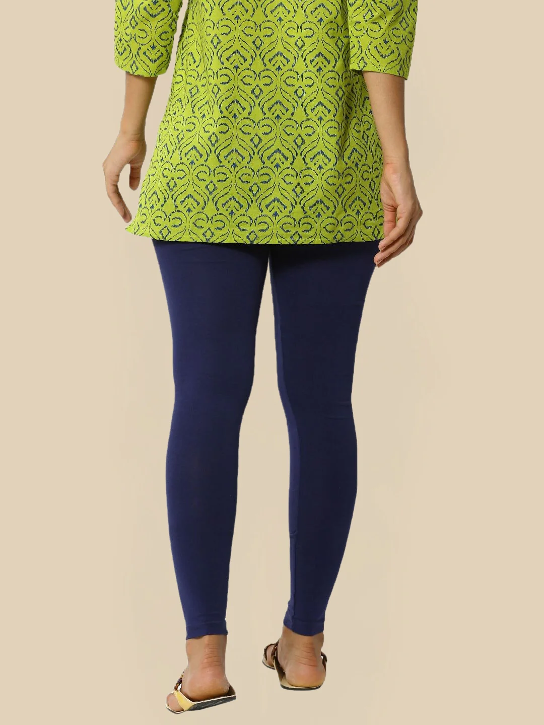 Women Navy Blue Casual Leggings - Image 3