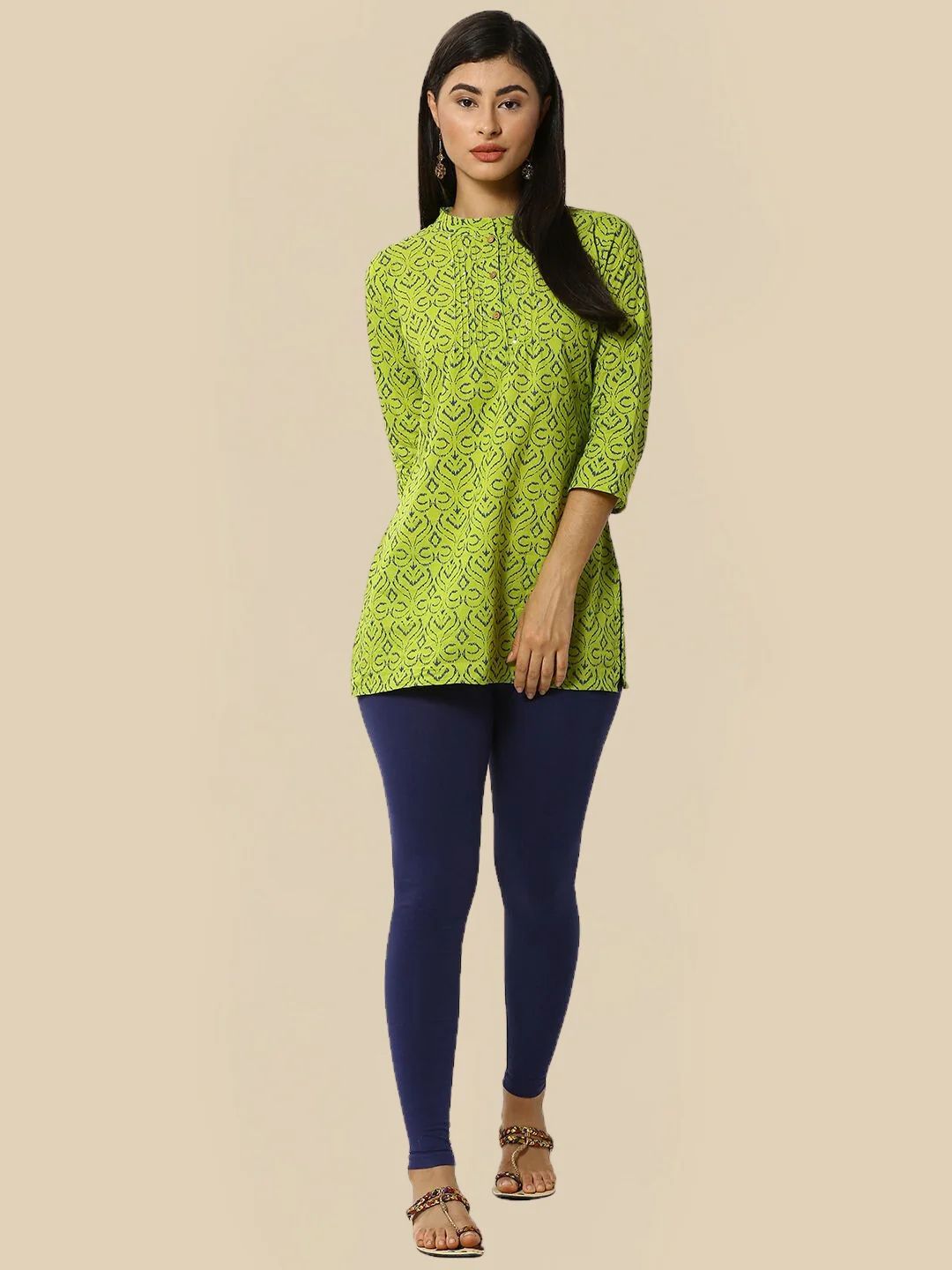 Women Navy Blue Casual Leggings - Image 4