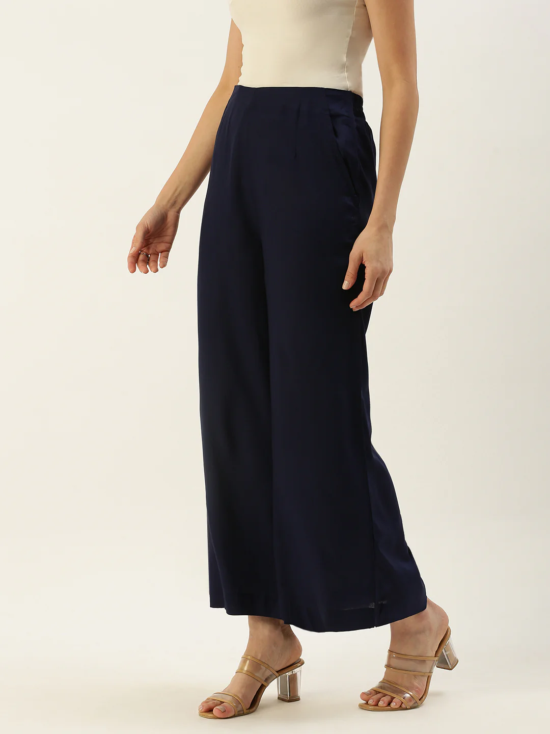 Women Navy Blue Casual Palazzo - Image 2