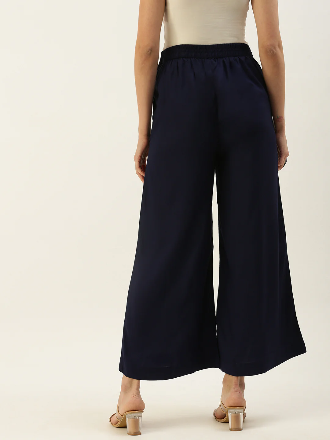 Women Navy Blue Casual Palazzo - Image 3